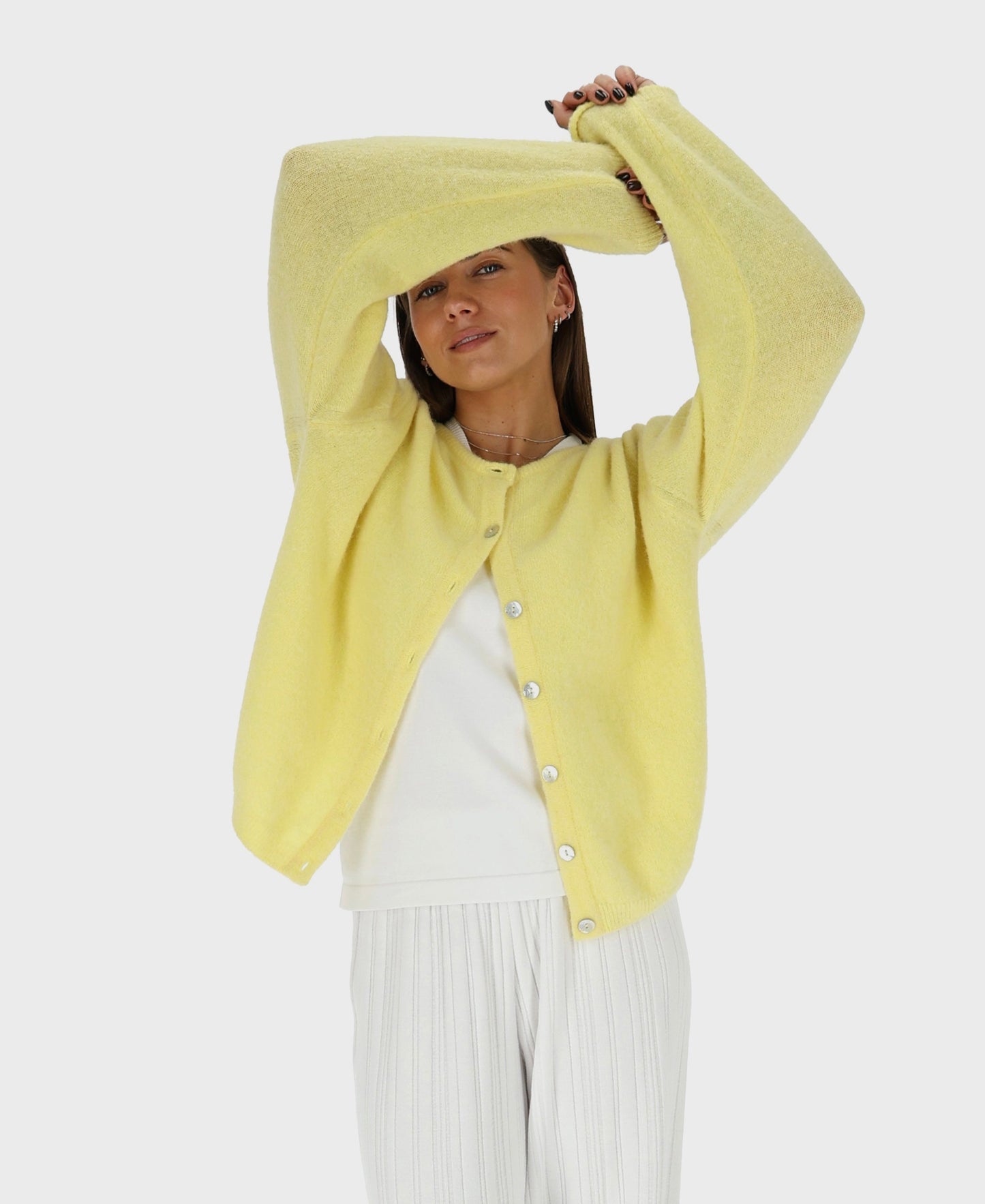 FLUFFY Alpaca Cardigan with Buttons Yellow