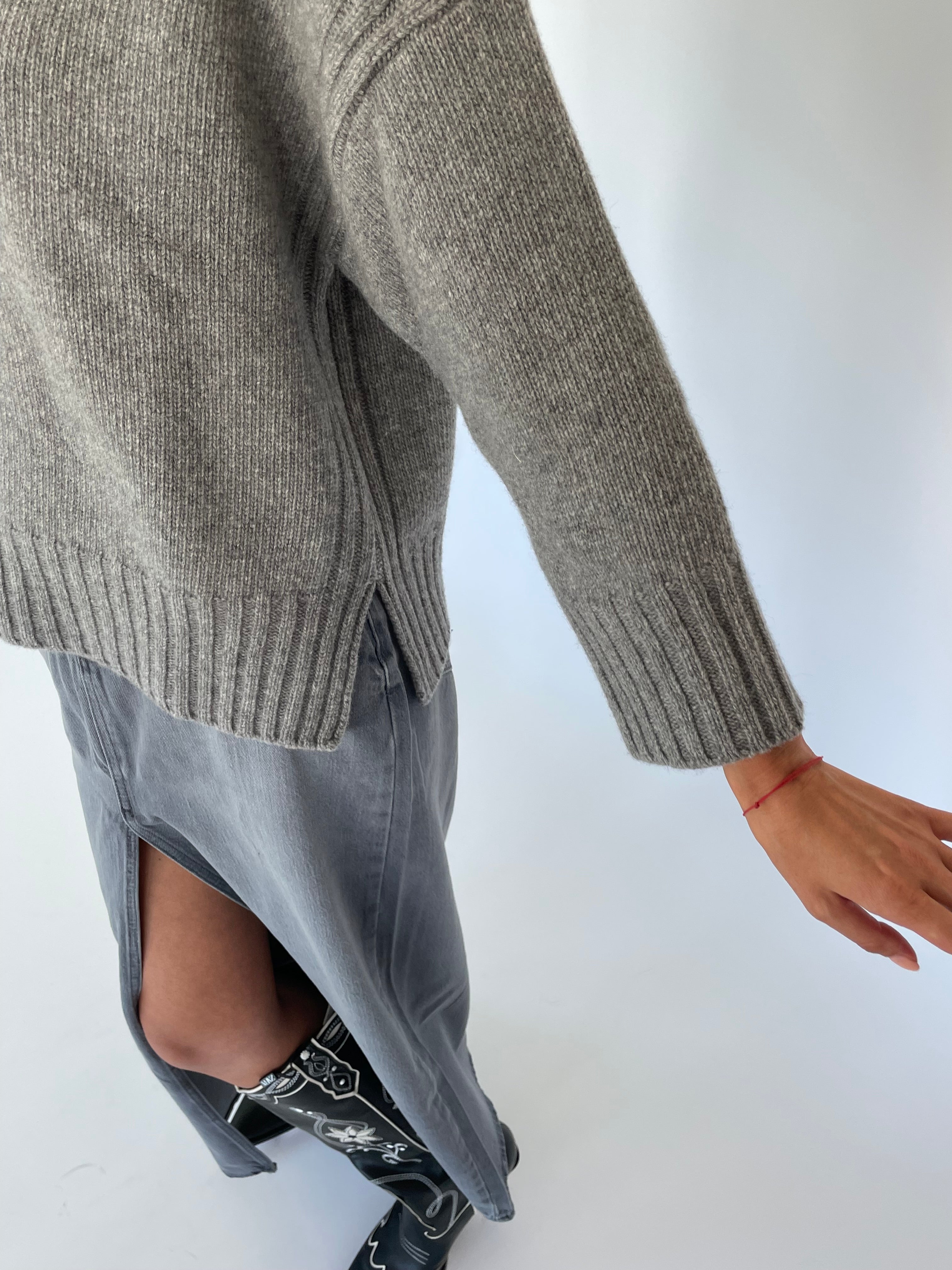 100% Merino Vilnos Megztinis Šviesiai Pilka