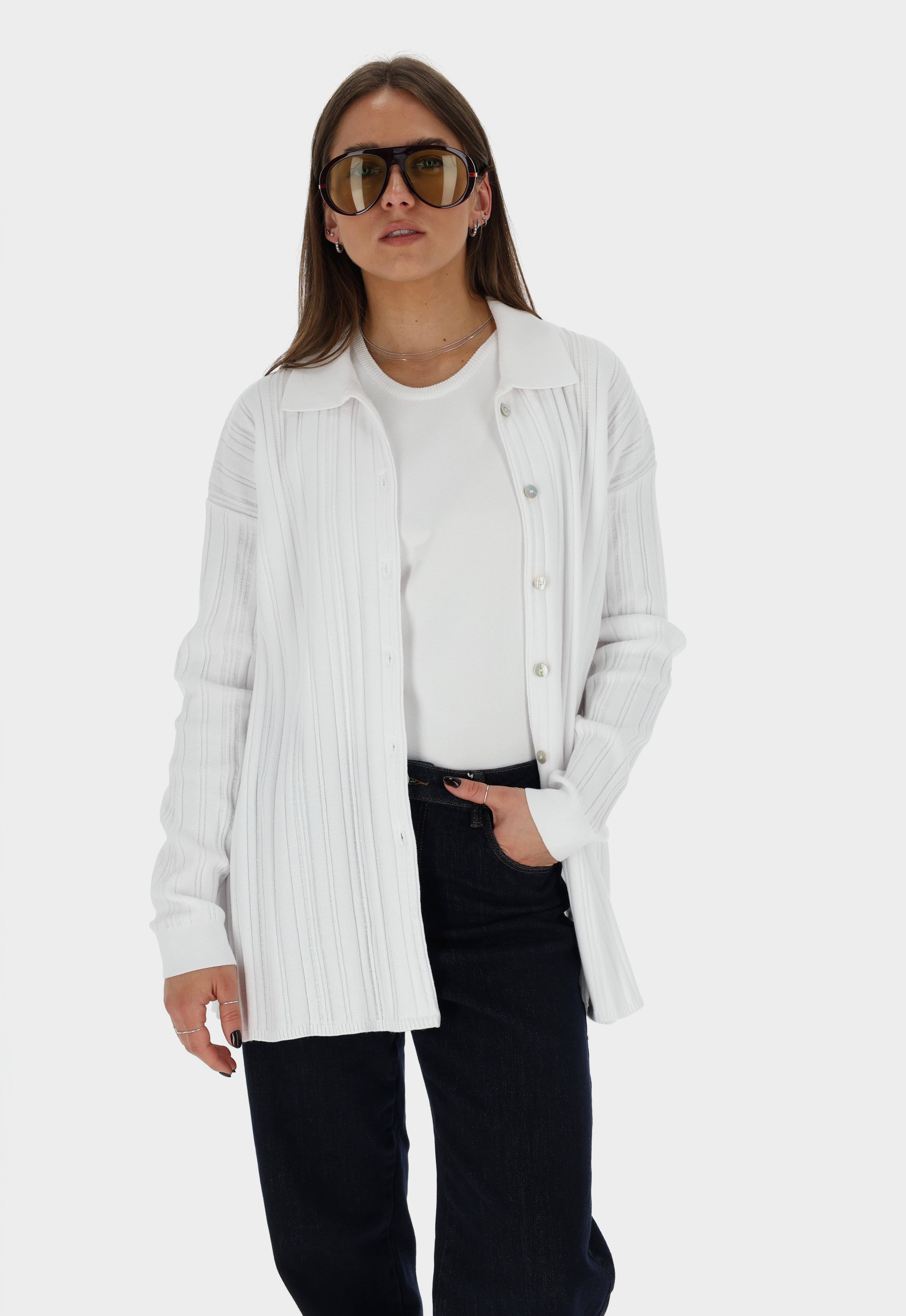 COPENHAGEN Megztos Viskozės Kelnės Balta