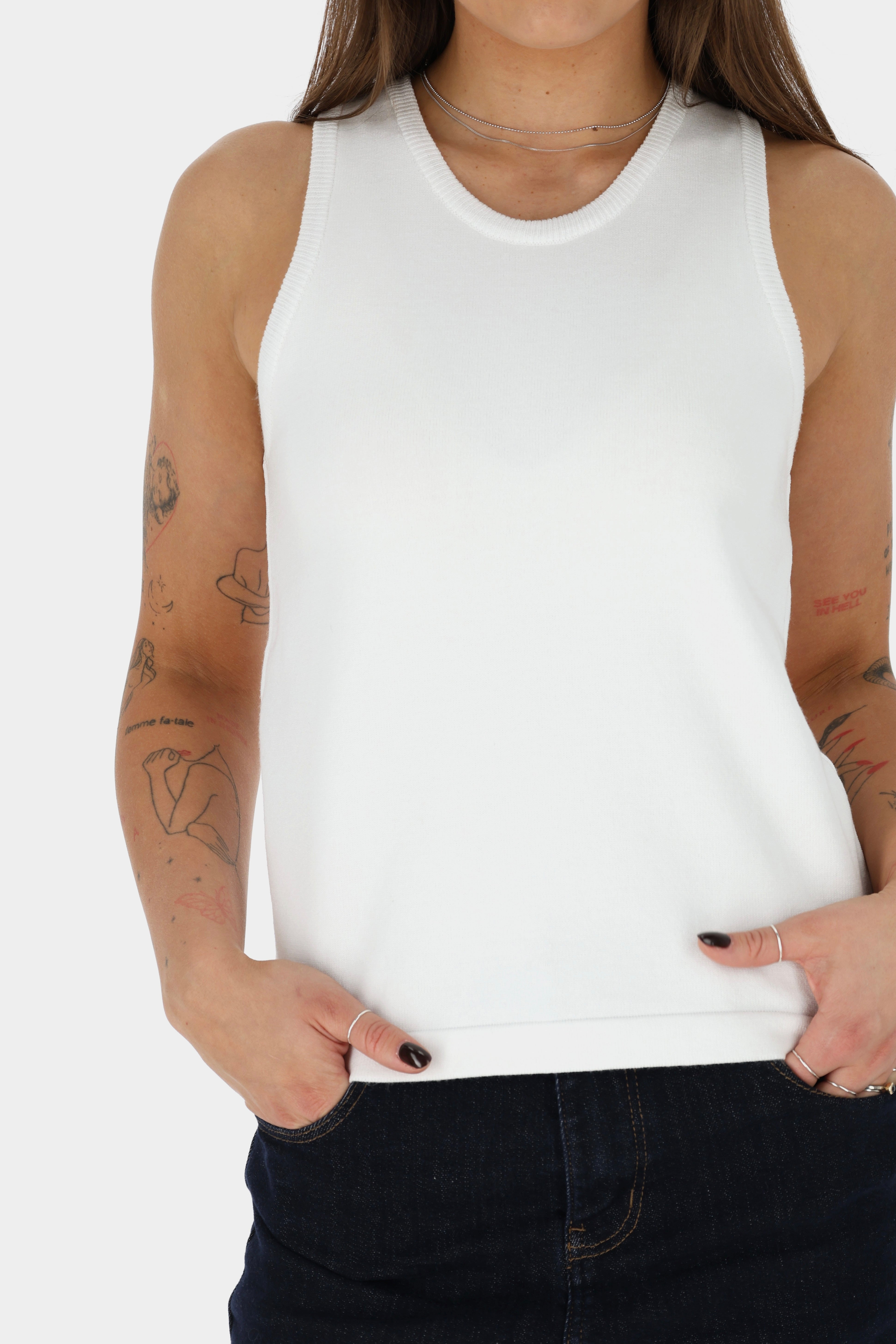 COPENHAGEN Megztos Viskozės Kelnės Balta