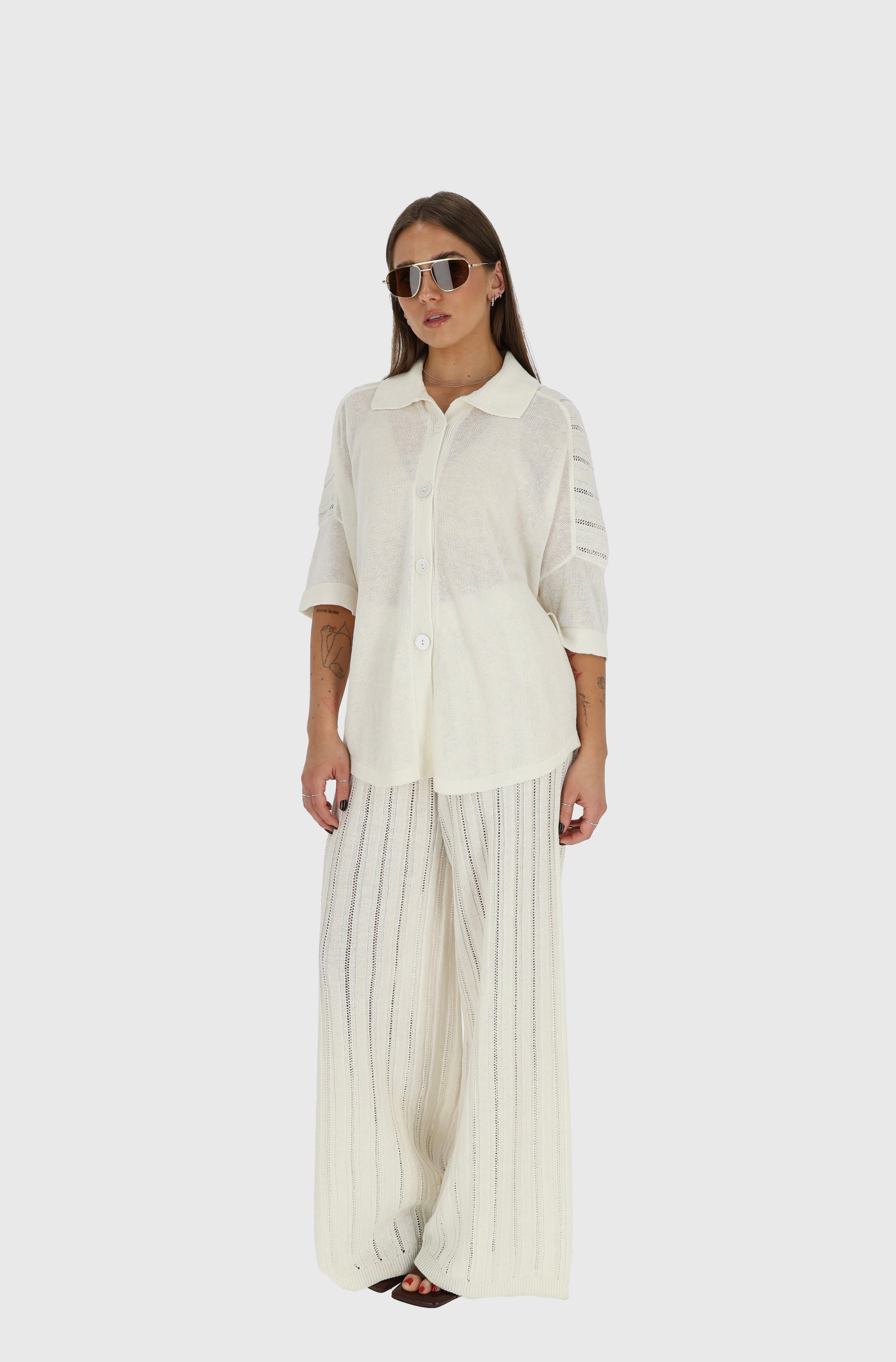 CAPRI Megztas Lino ir Medvilnės Kelnių Dviejų Dalių Kostiumas