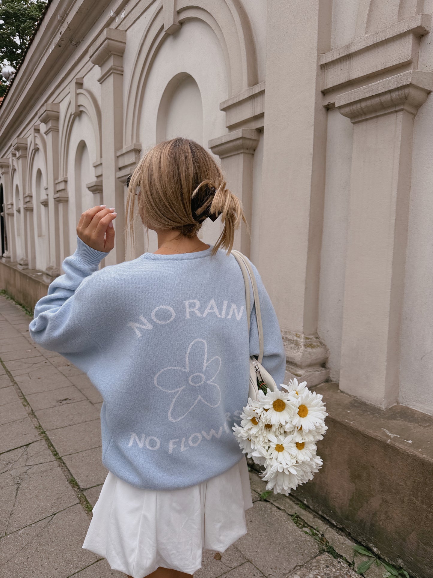 FLOWER Kašmyro ir Merino Vilnos Megztinis Mėlyna
