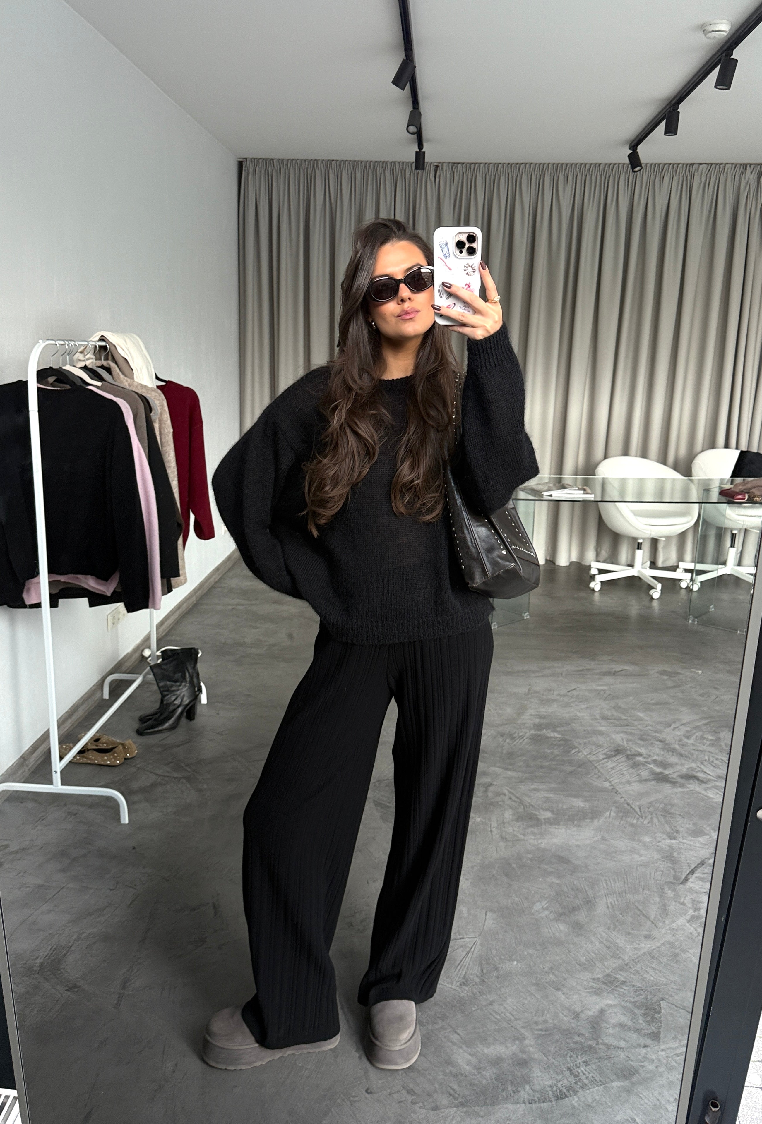 Copenhagen Viscose Pants and Soft Rome Mohair Sweater Two-Piece Suit