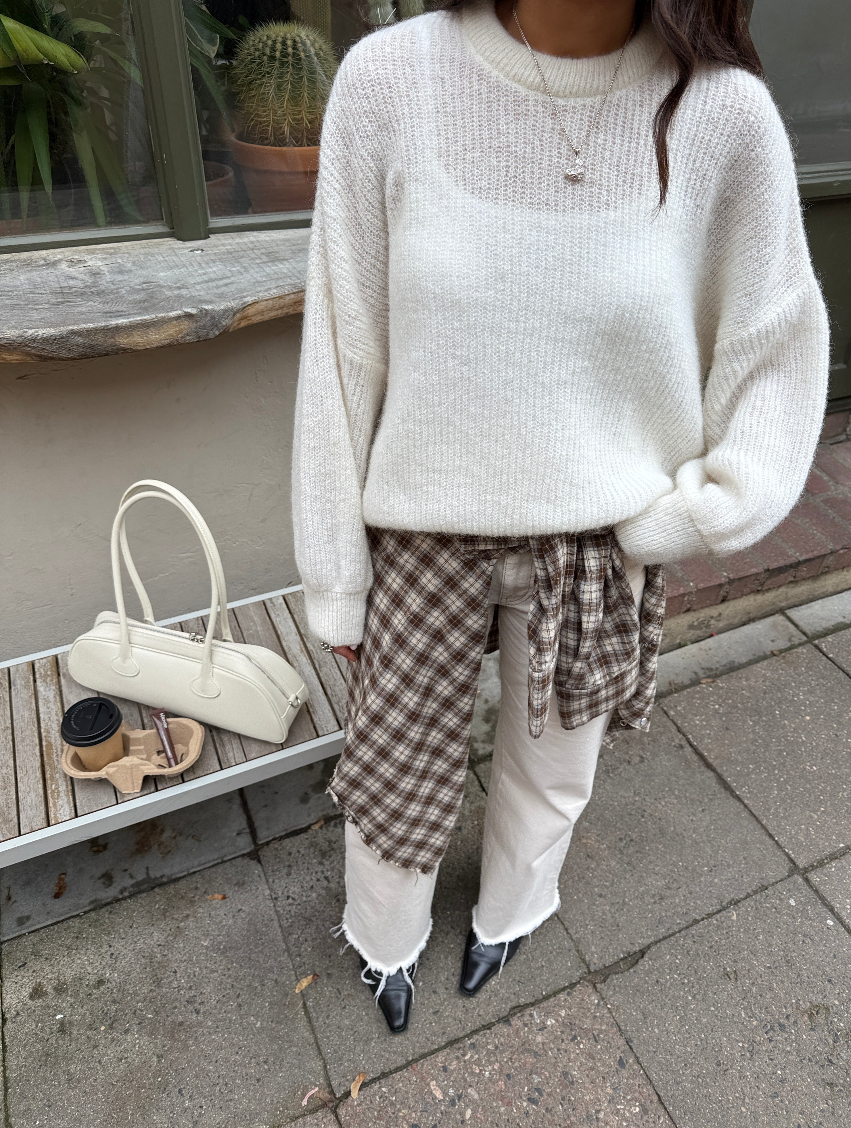 PARIS Alpakos Megztinis Balta