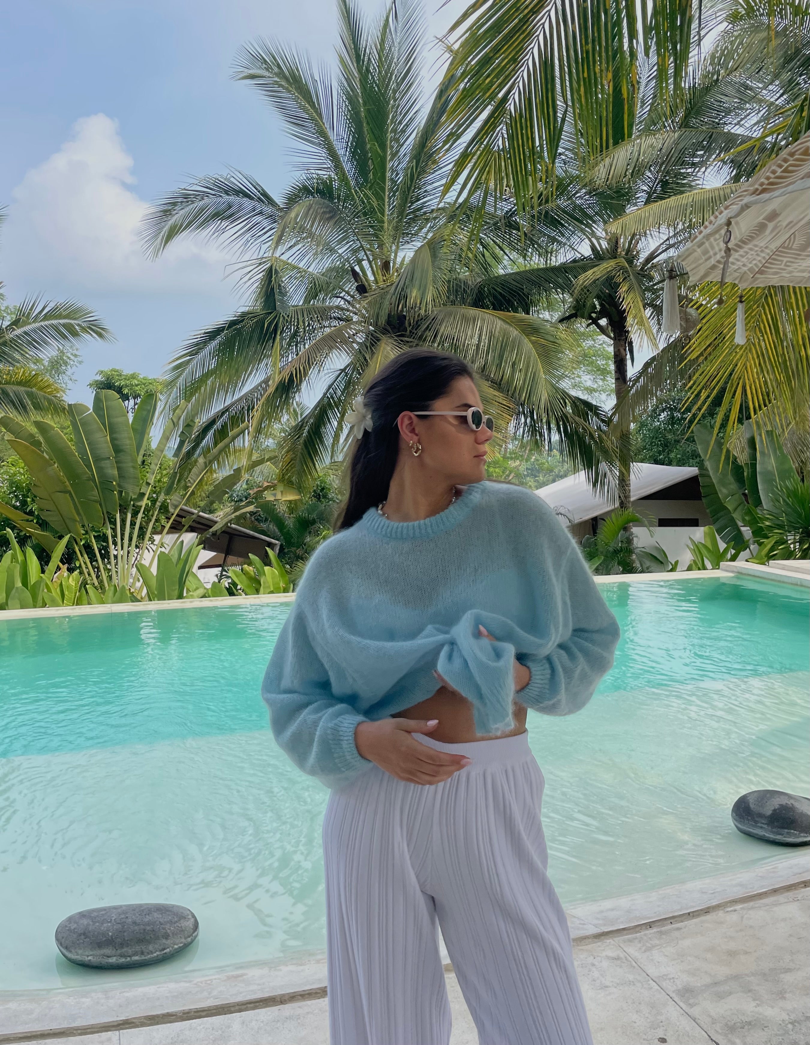 COPENHAGEN Megztos Viskozės Kelnės Balta