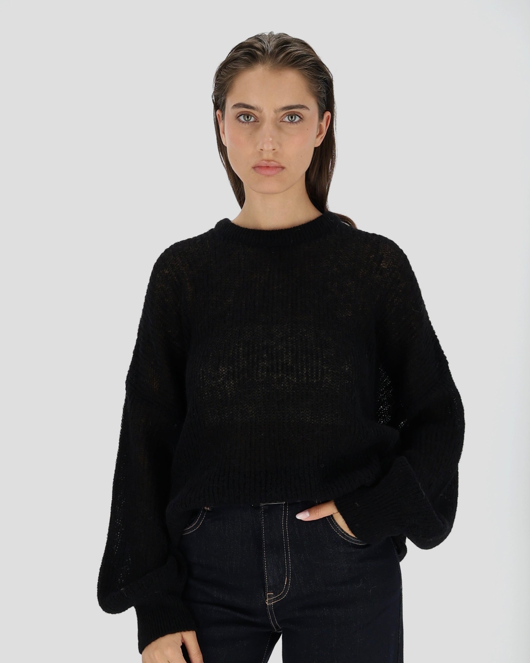 SPECIAL Alpakos ir Merino Vilnos Megztinis Juoda