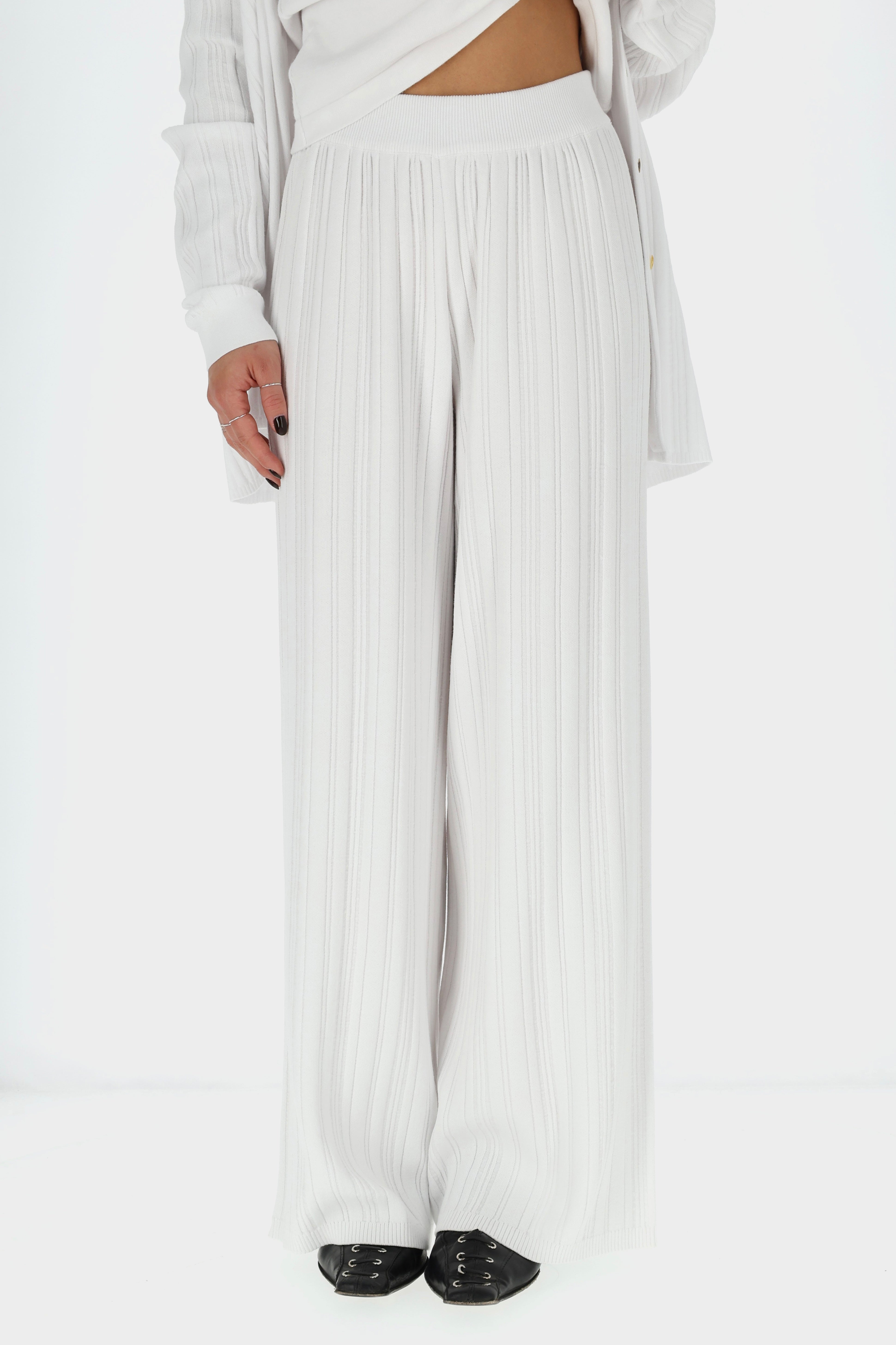 COPENHAGEN Megztos Viskozės Kelnės Balta