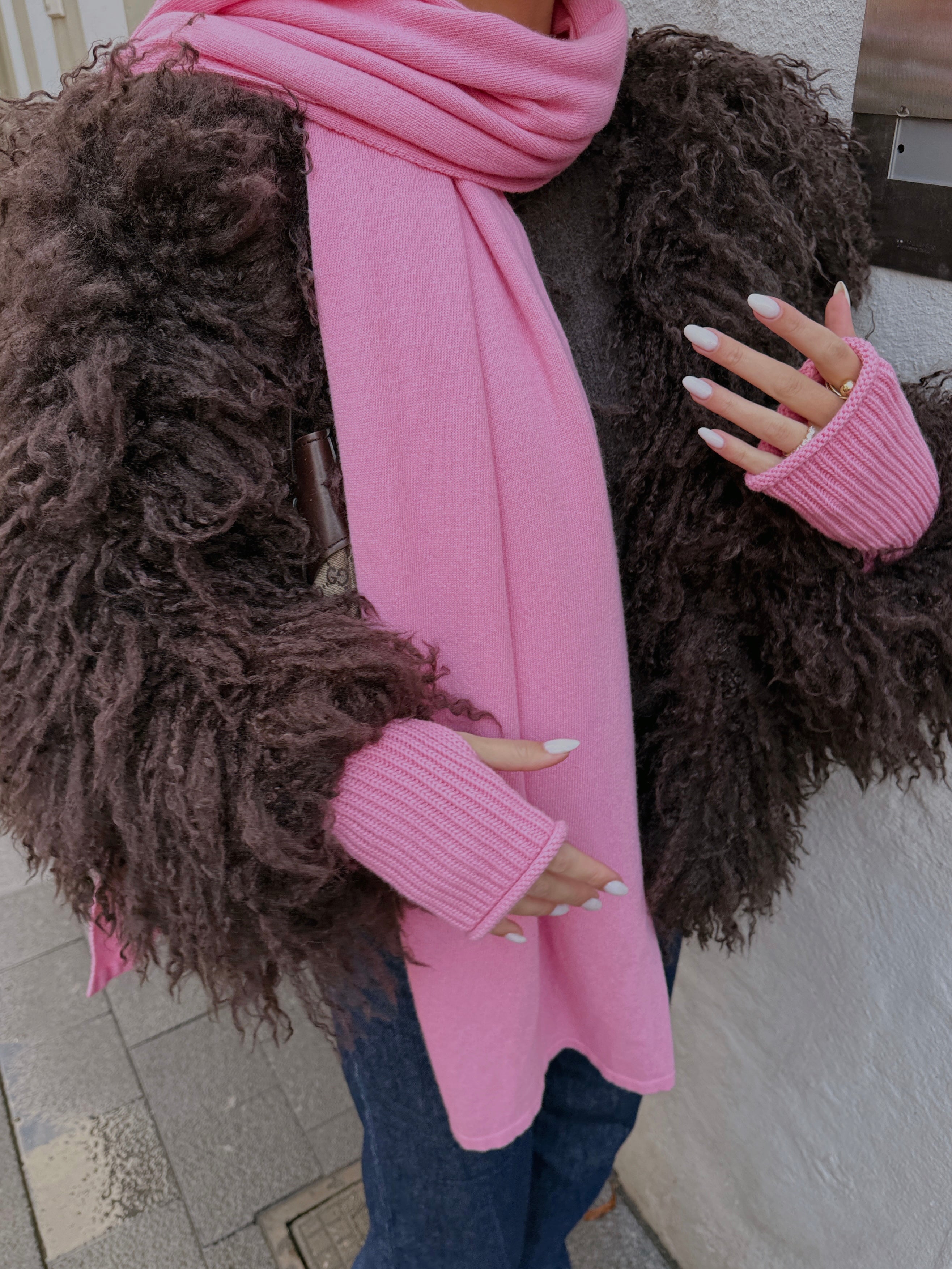 OSLO Merino Wool and Cashmere Wristbands Pink