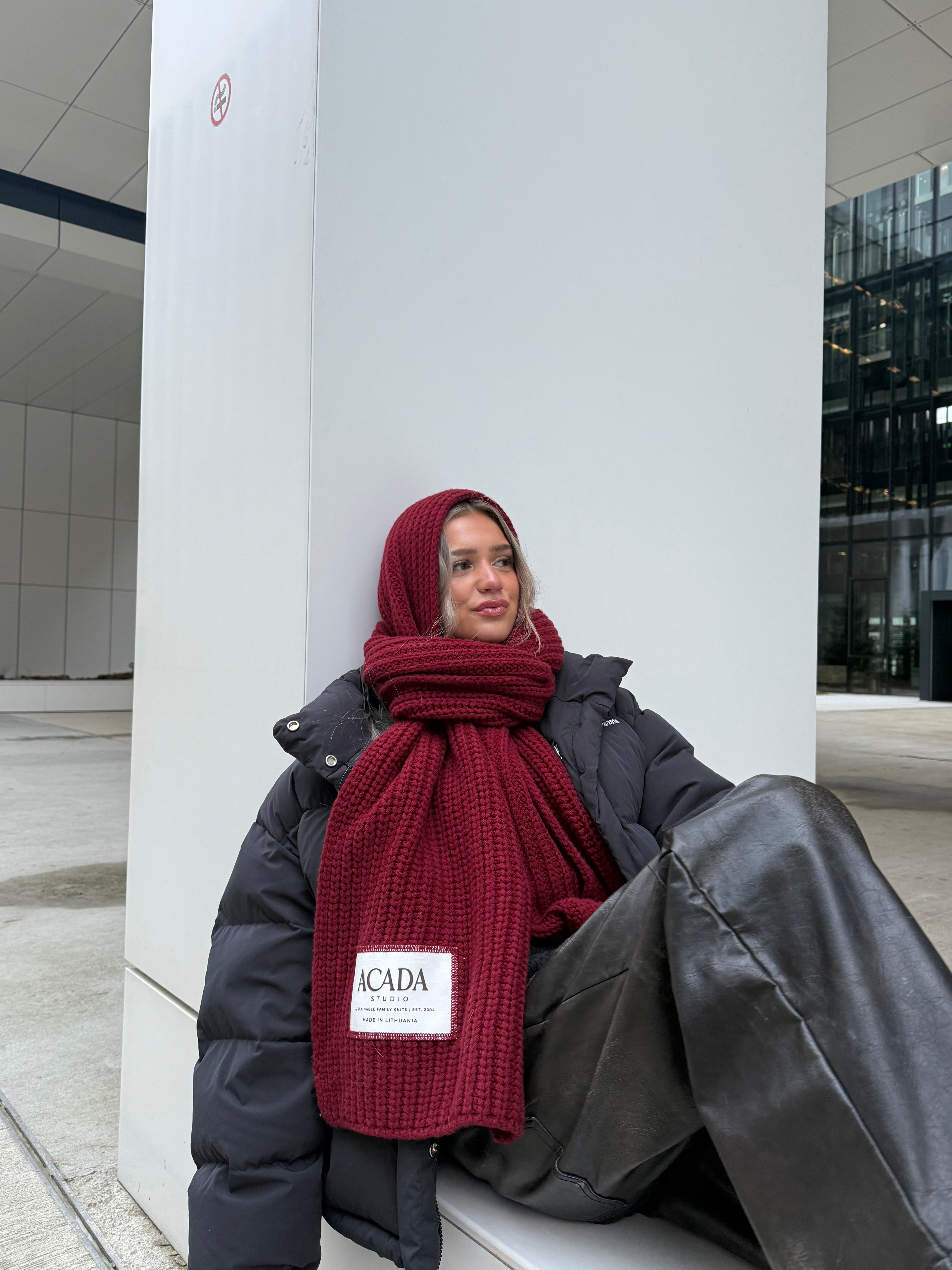 100% Merino Vilnos Šalikas Bordo