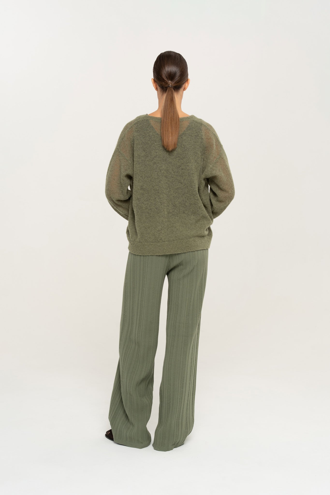 VERONA Alpaca and Merino Wool Sweater Olive Green