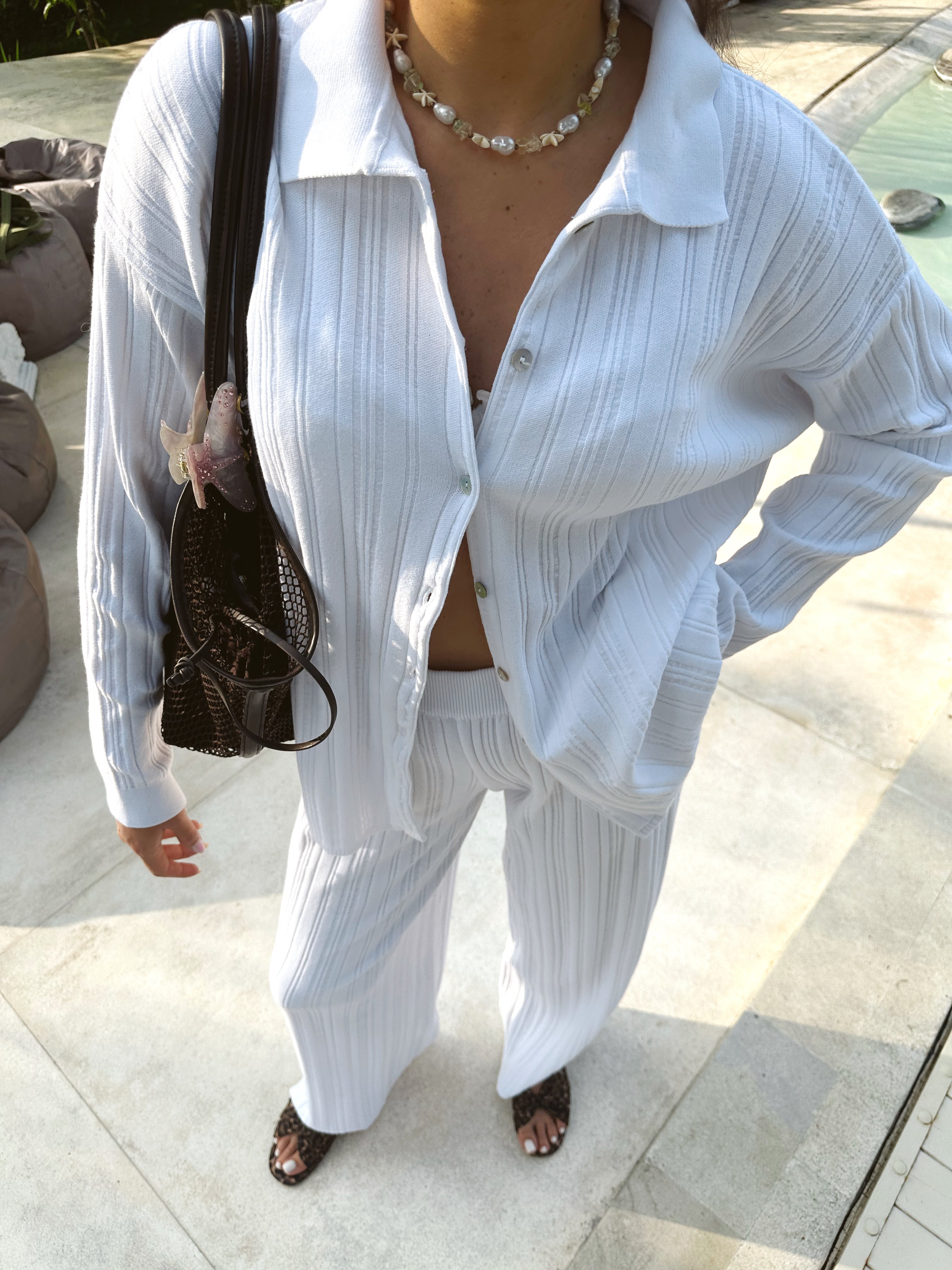 COPENHAGEN Megztos Viskozės Kelnės Balta