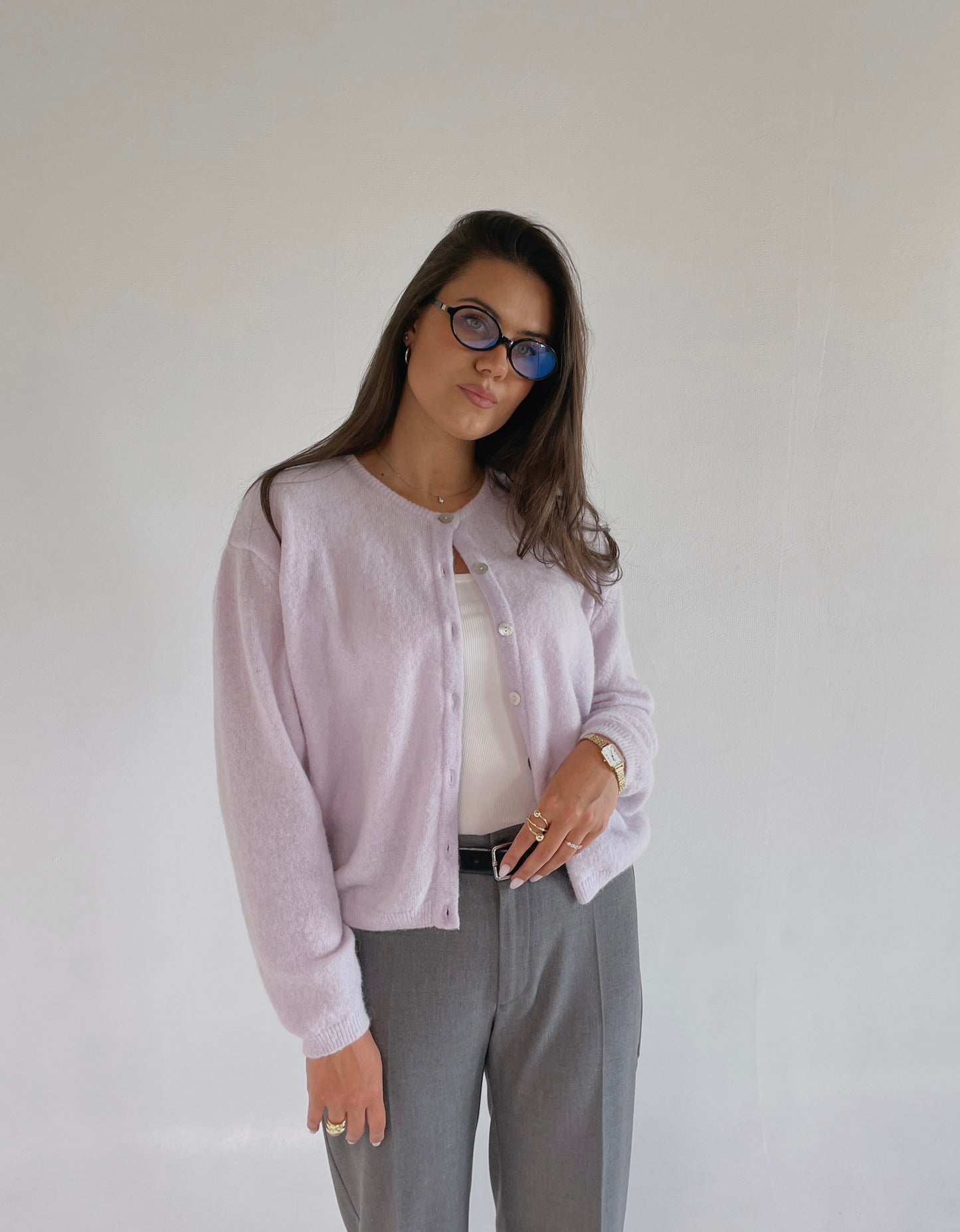 FLUFFY Alpaca Cardigan with Buttons Light Purple