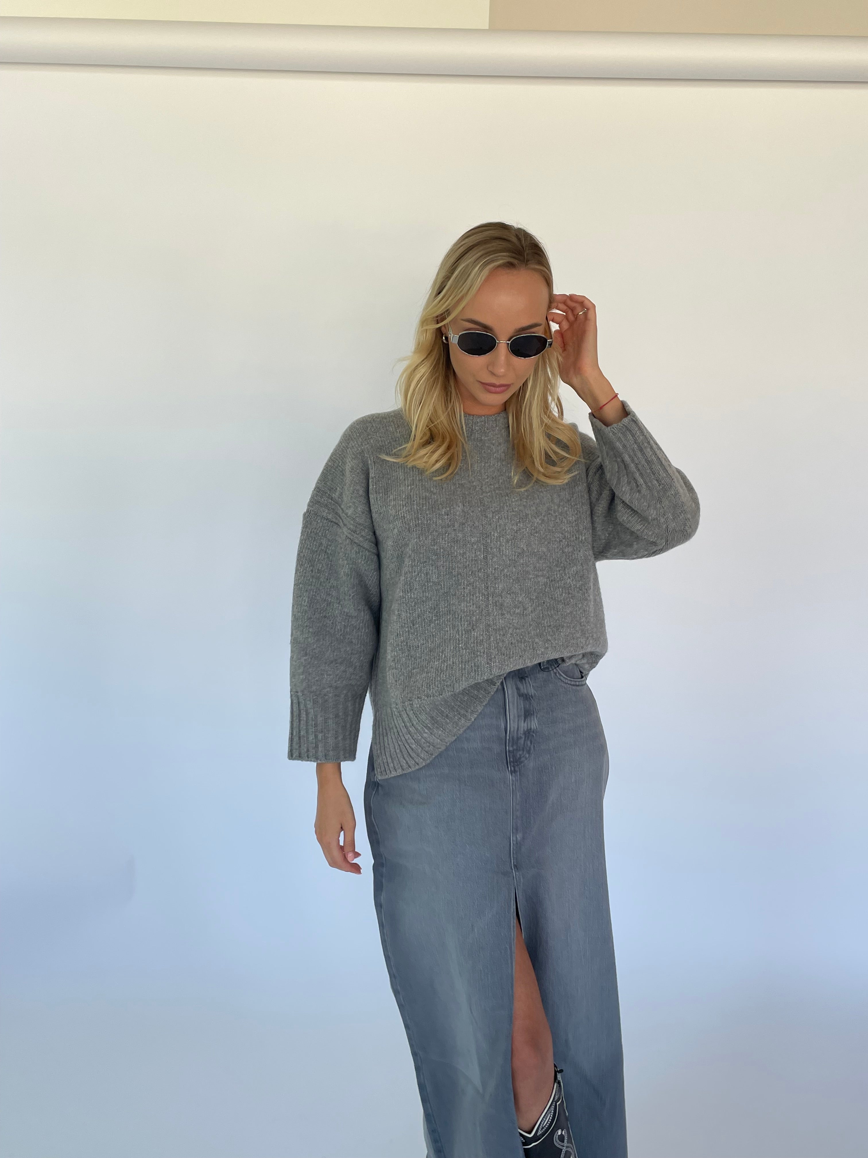 100% Merino Vilnos Megztinis Šviesiai Pilka