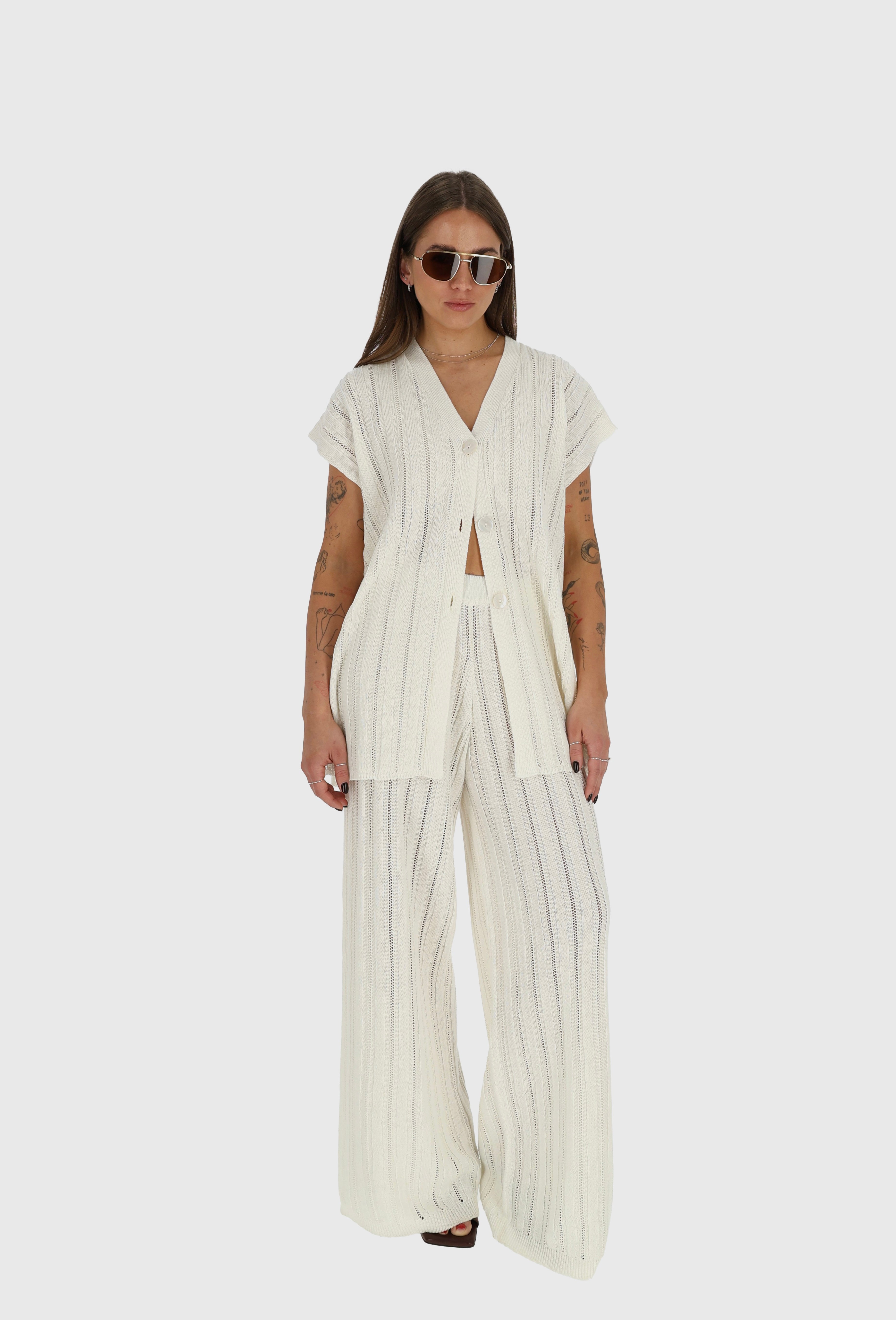 CAPRI Megztas Lino ir Medvilnės Kelnių Dviejų Dalių Kostiumas