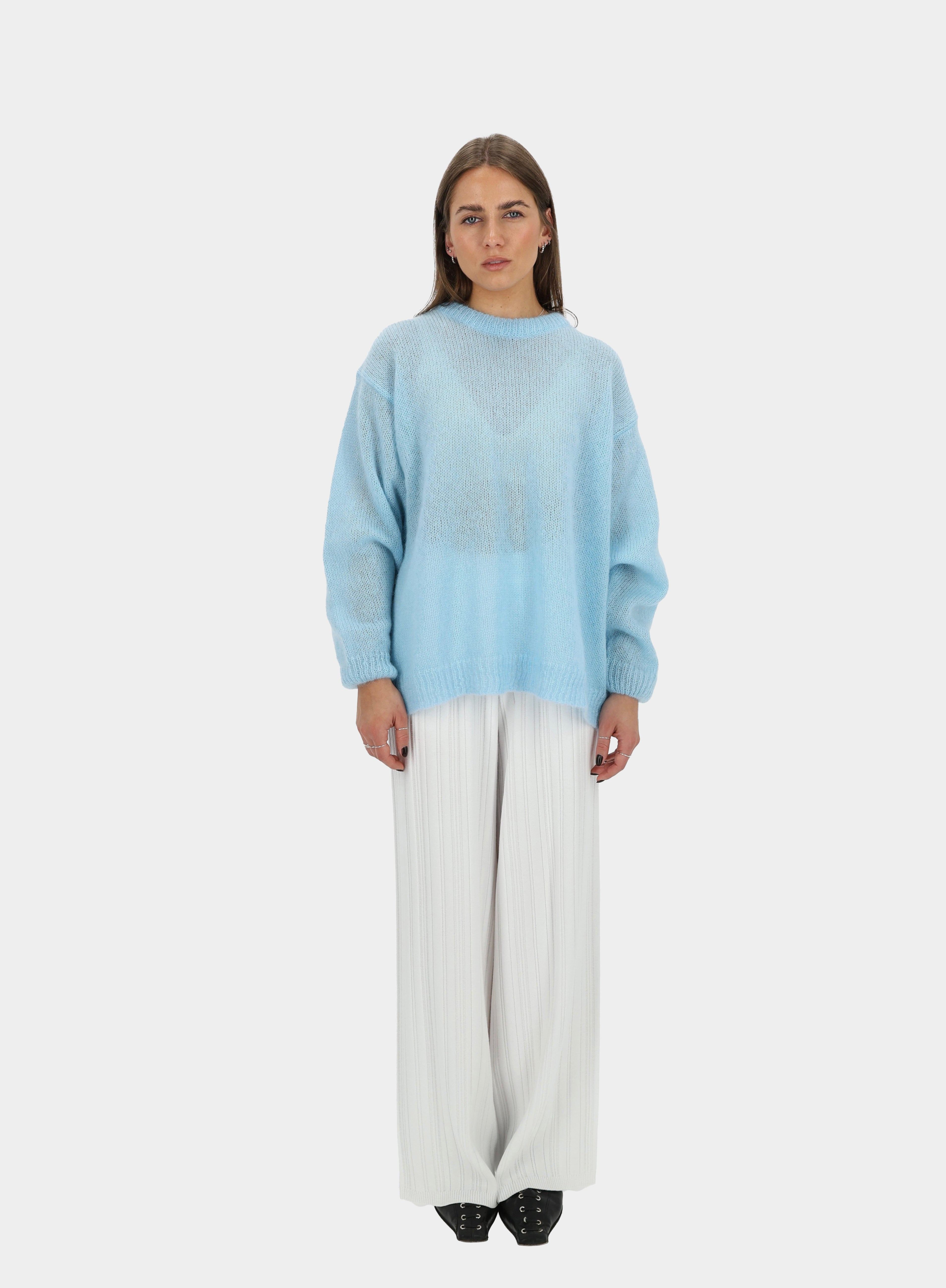 COPENHAGEN Megztos Viskozės Kelnės Balta