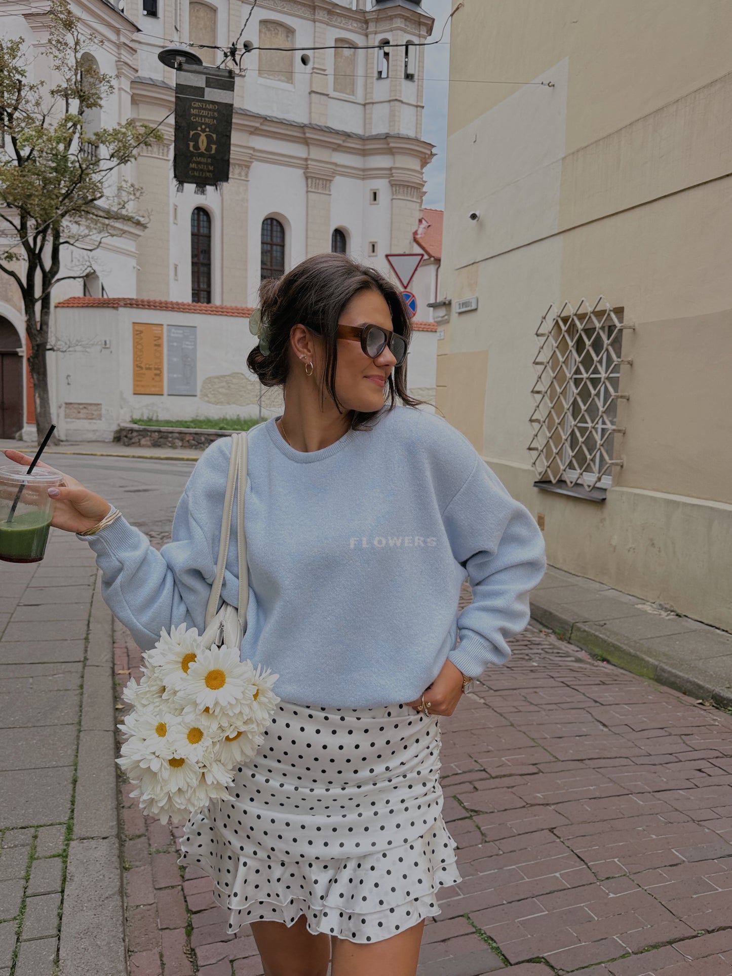 FLOWER Kašmyro ir Merino Vilnos Megztinis Mėlyna