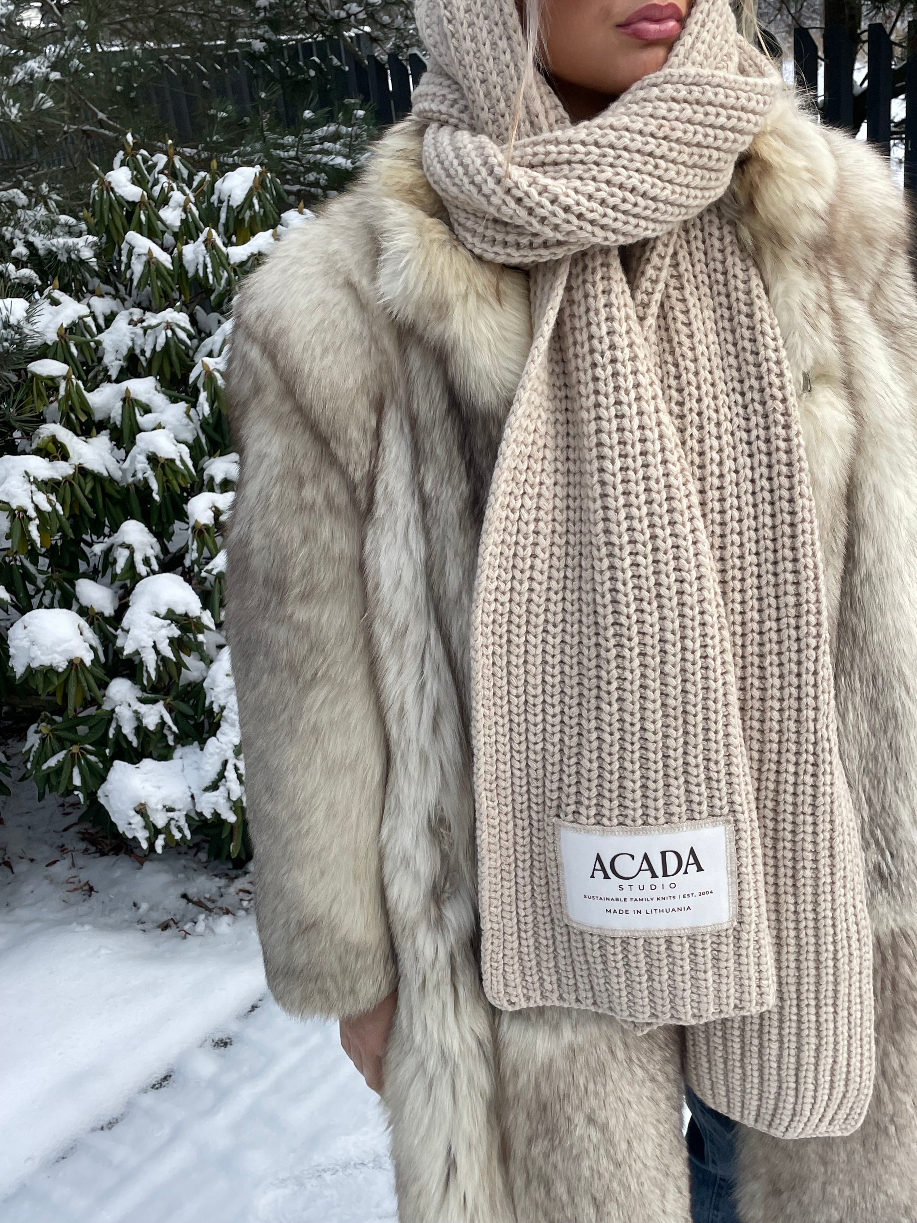 100% Merino Vilnos Šalikas Smėlio