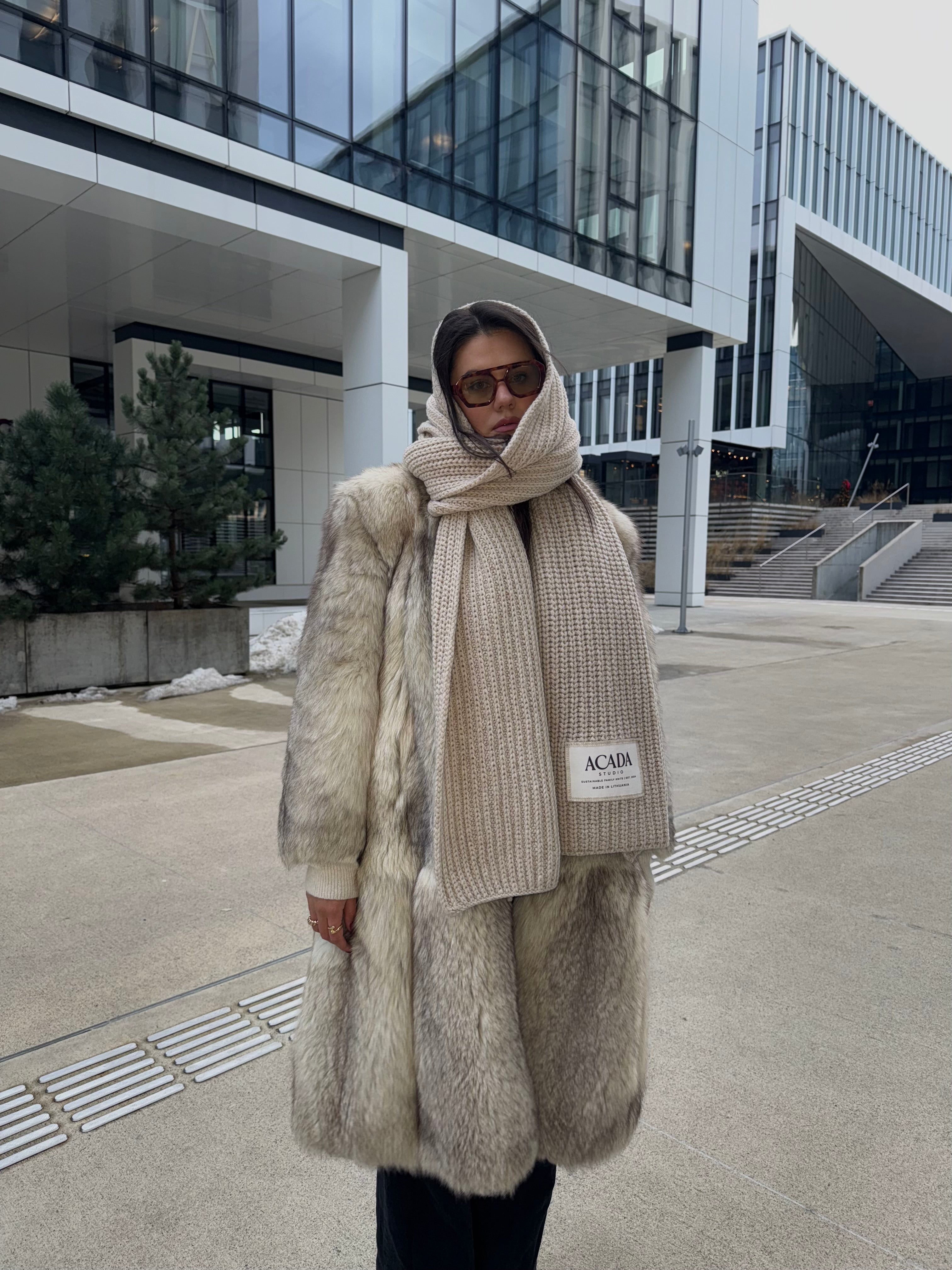 100% Merino Vilnos Šalikas Smėlio