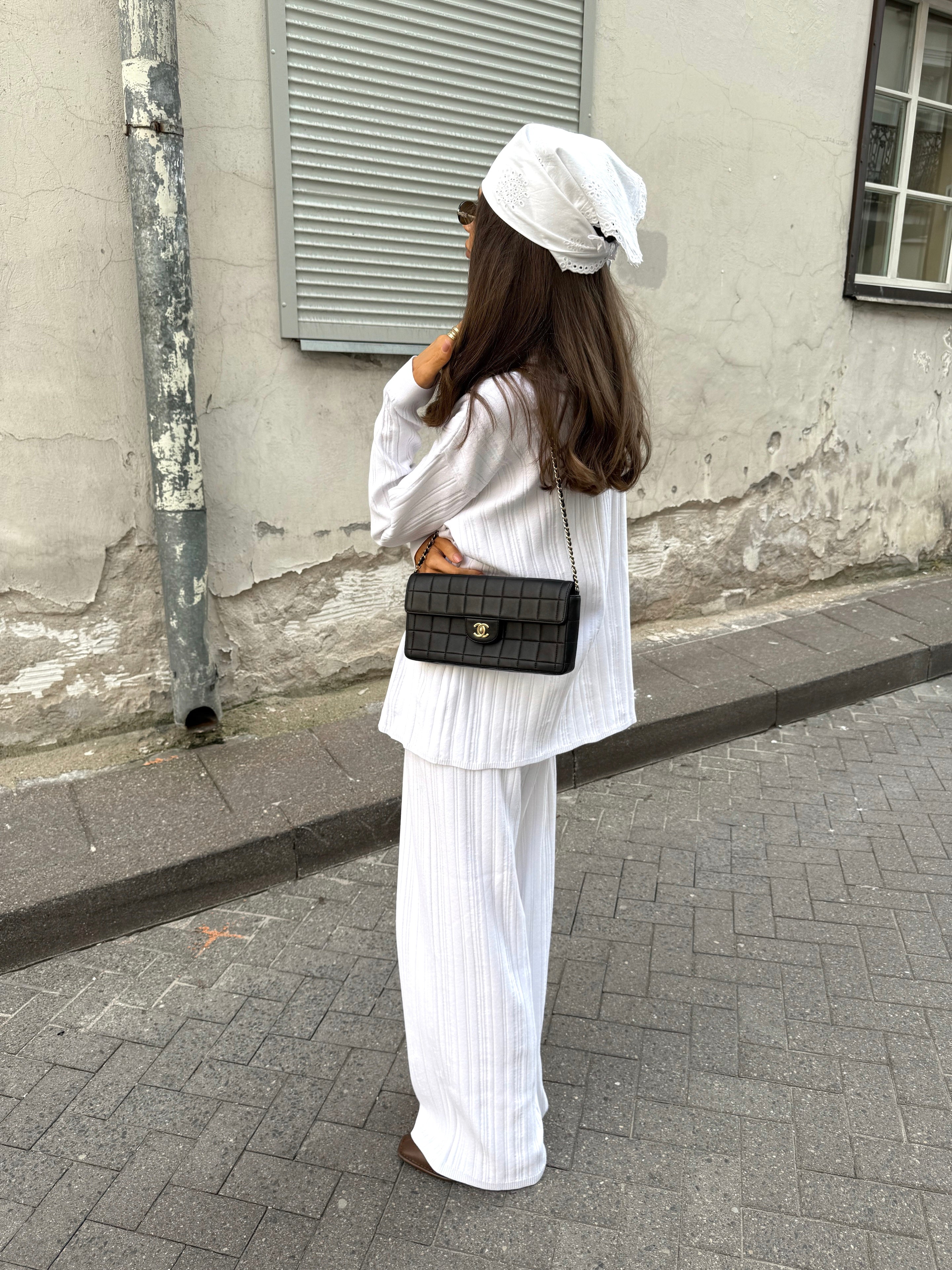 COPENHAGEN Megztos Viskozės Kelnės Balta