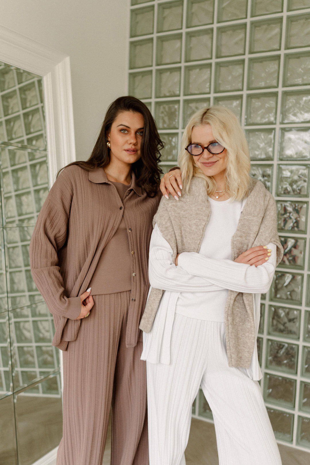 COPENHAGEN Megztos Viskozės Kelnės Balta