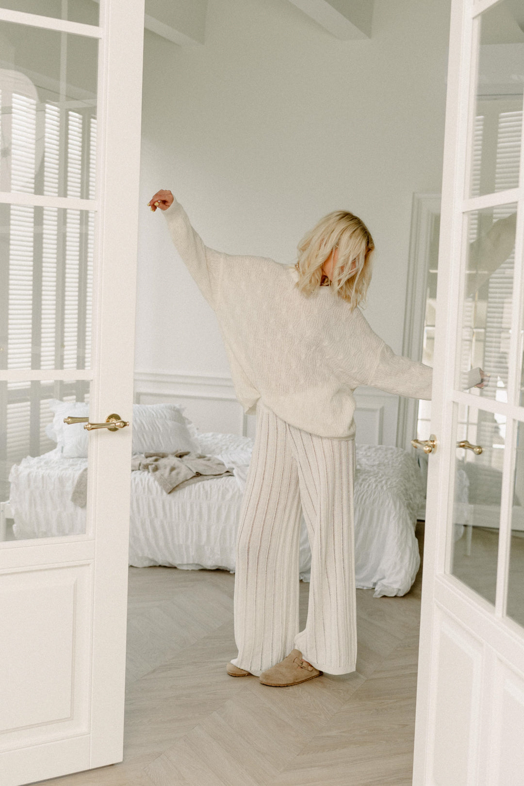 CAPRI Megztas Lino ir Medvilnės Kelnių Dviejų Dalių Kostiumas