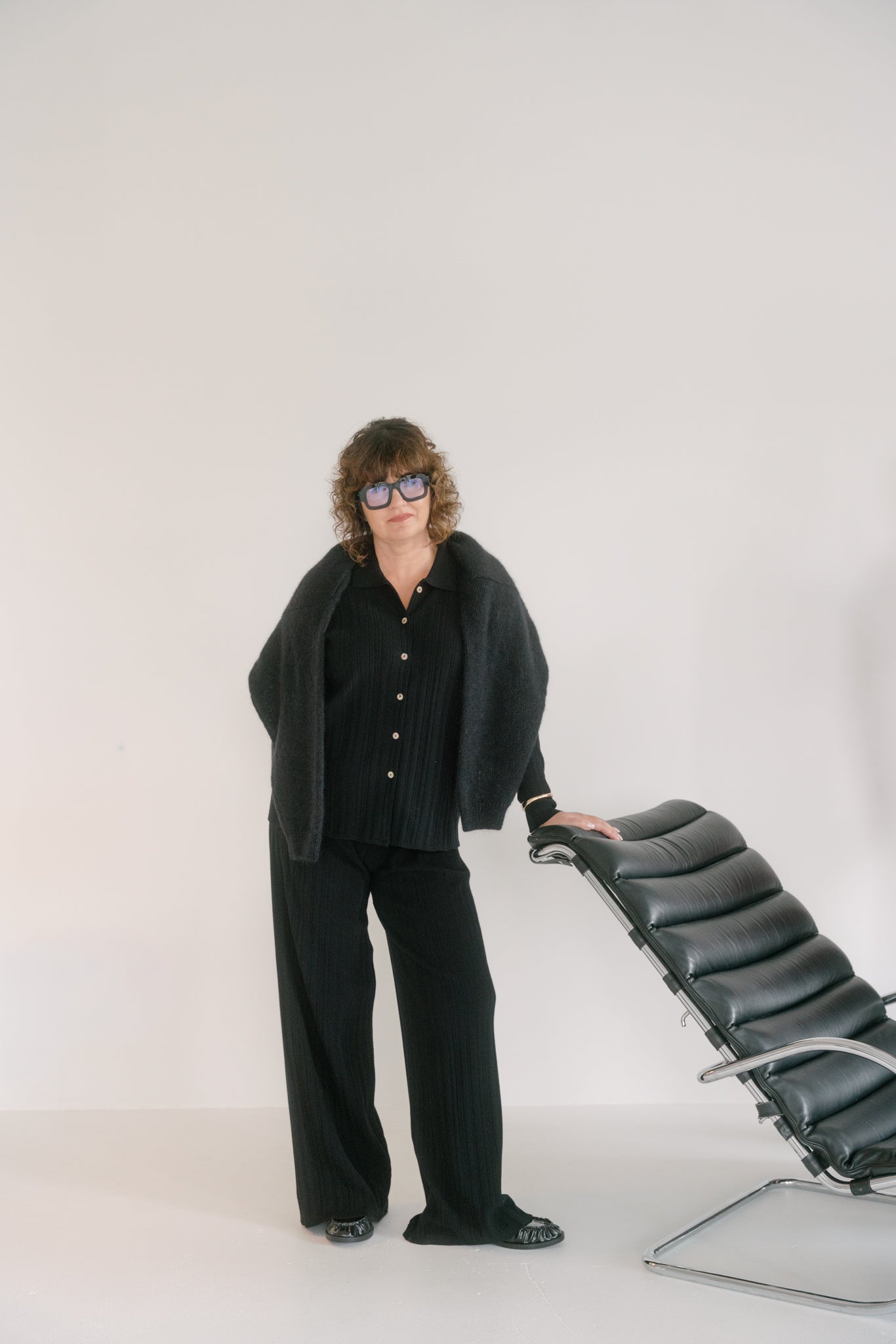 Copenhagen Viscose Pants and Soft Rome Mohair Sweater Two-Piece Suit