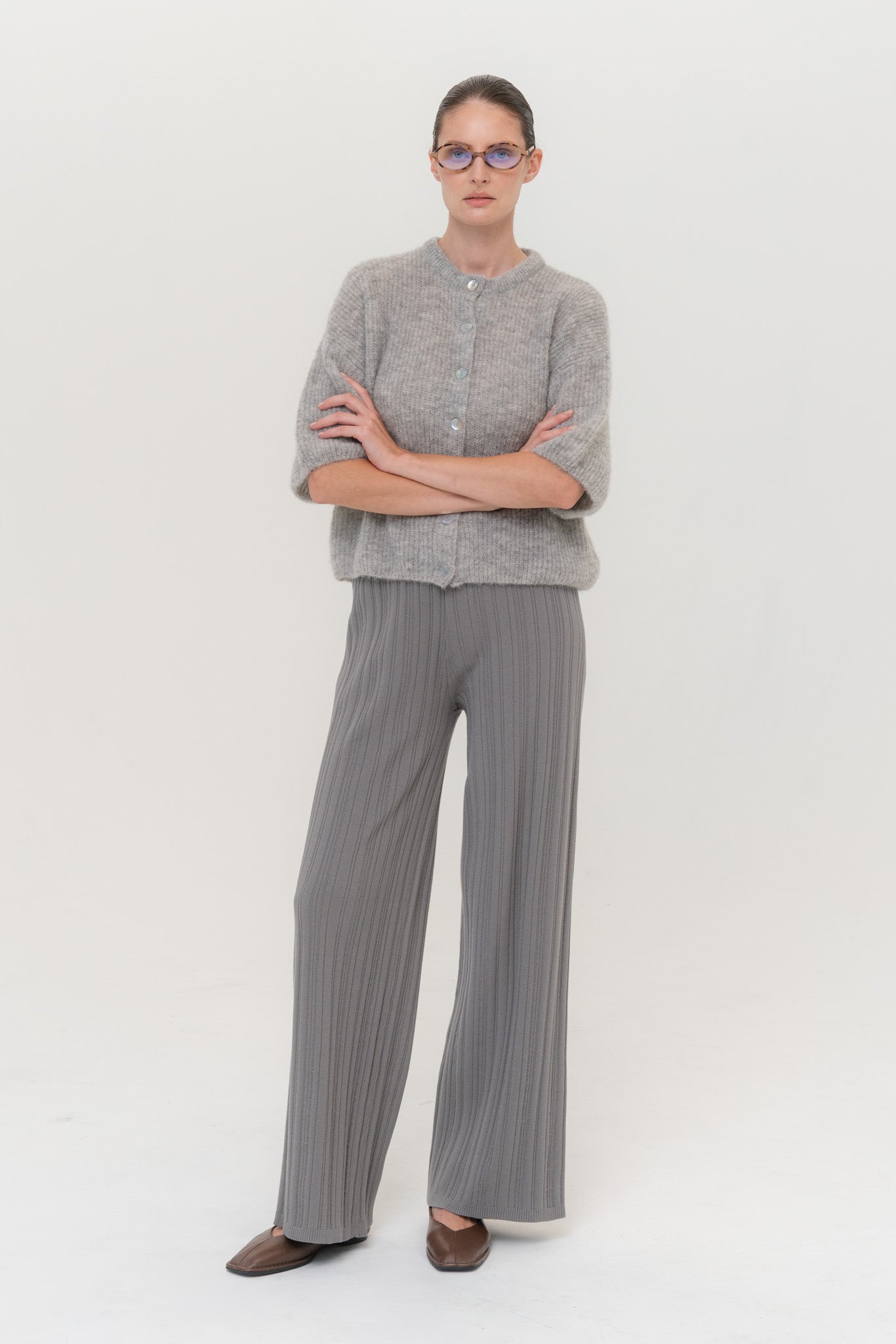 COPENHAGEN Megztas Viskozės Dviejų Dalių Kostiumas Šviesiai Pilka