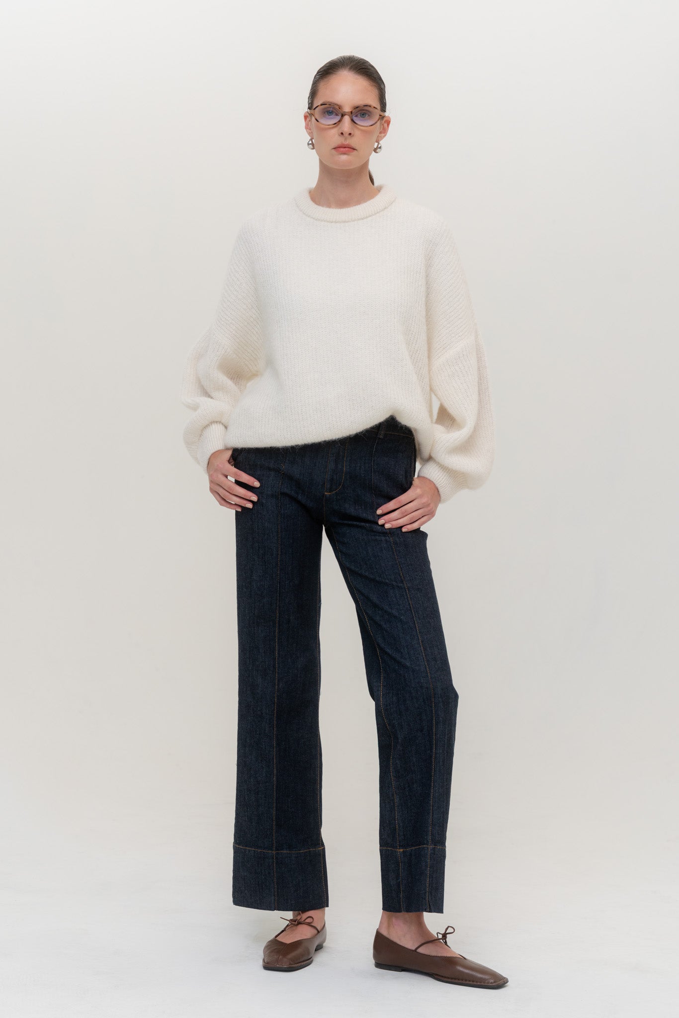 PARIS Alpakos Megztinis Balta