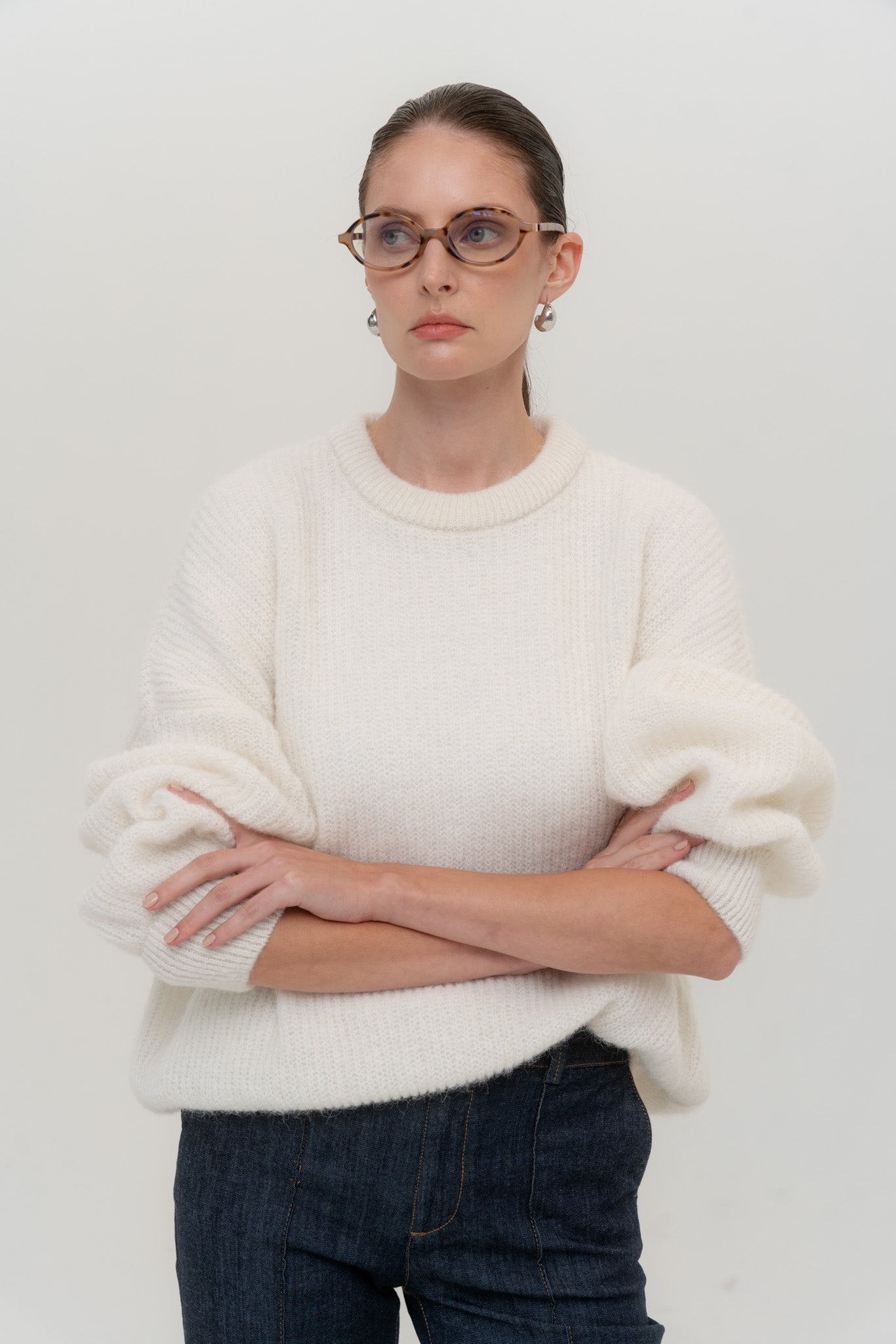 PARIS Alpakos Megztinis Balta