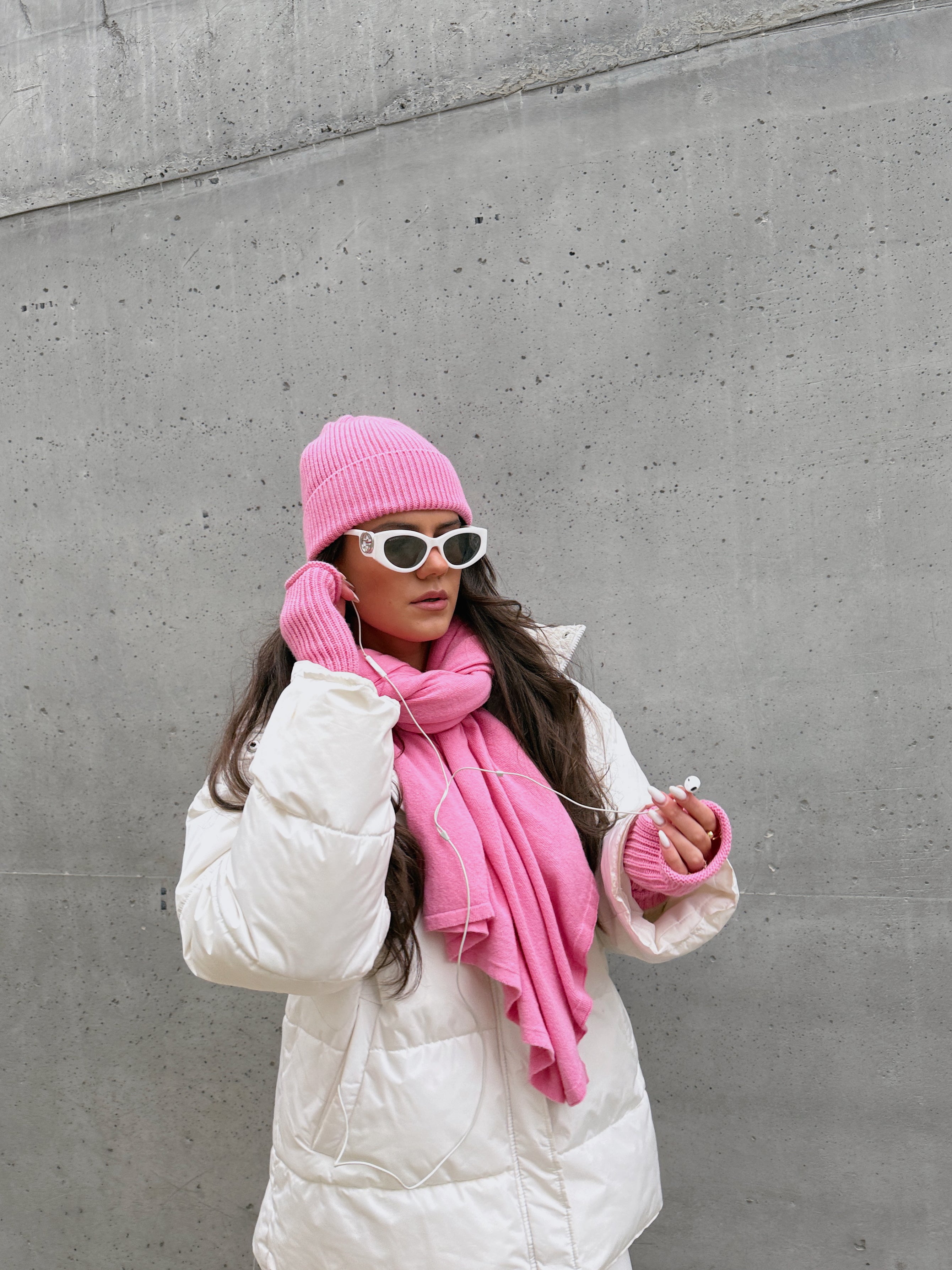 OSLO Merino Vilnos ir Kašmyro Šaliko ir Kepurės Rinkinys Rožinė