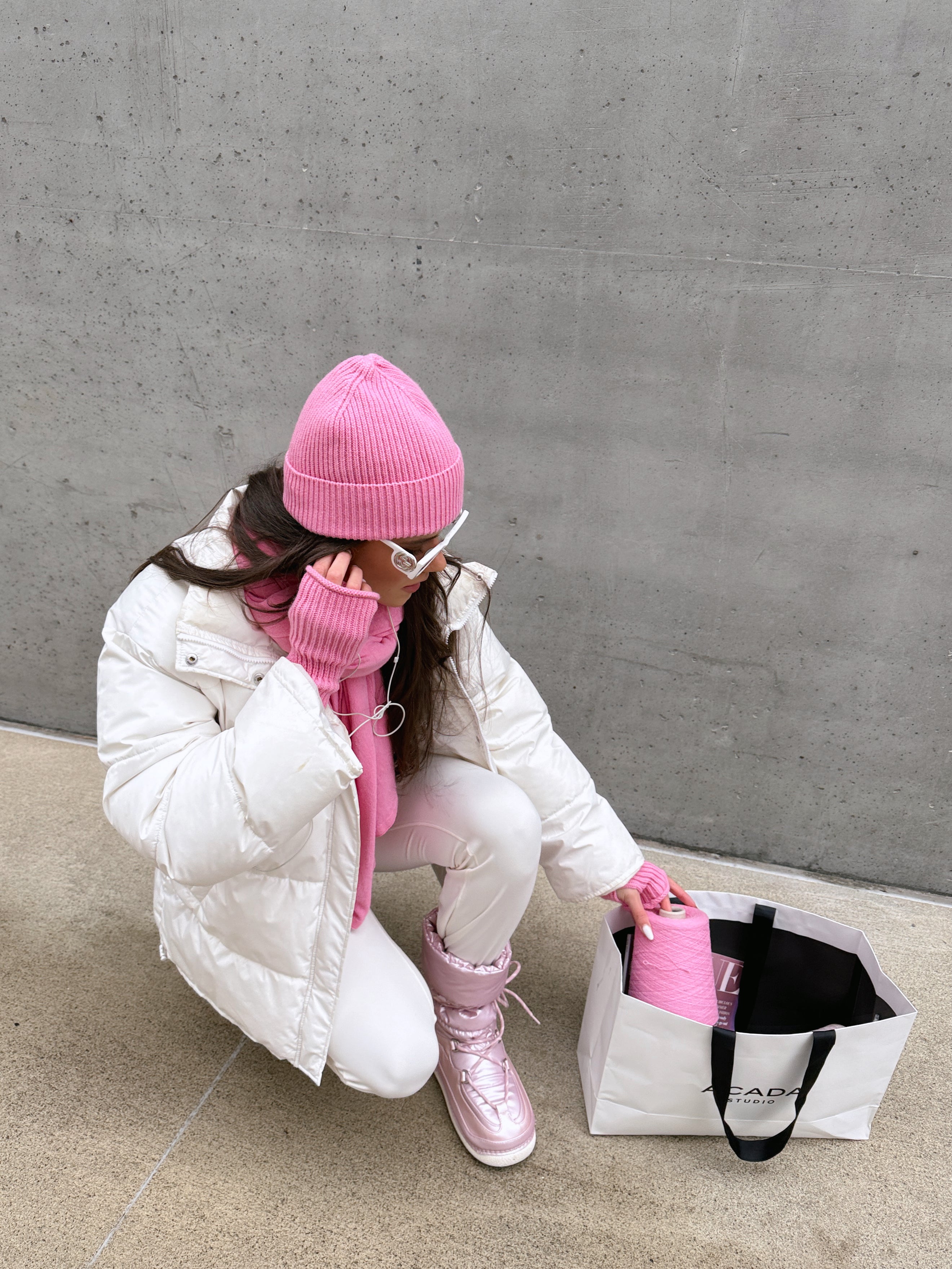 OSLO Merino Vilnos ir Kašmyro Šaliko ir Kepurės Rinkinys Rožinė