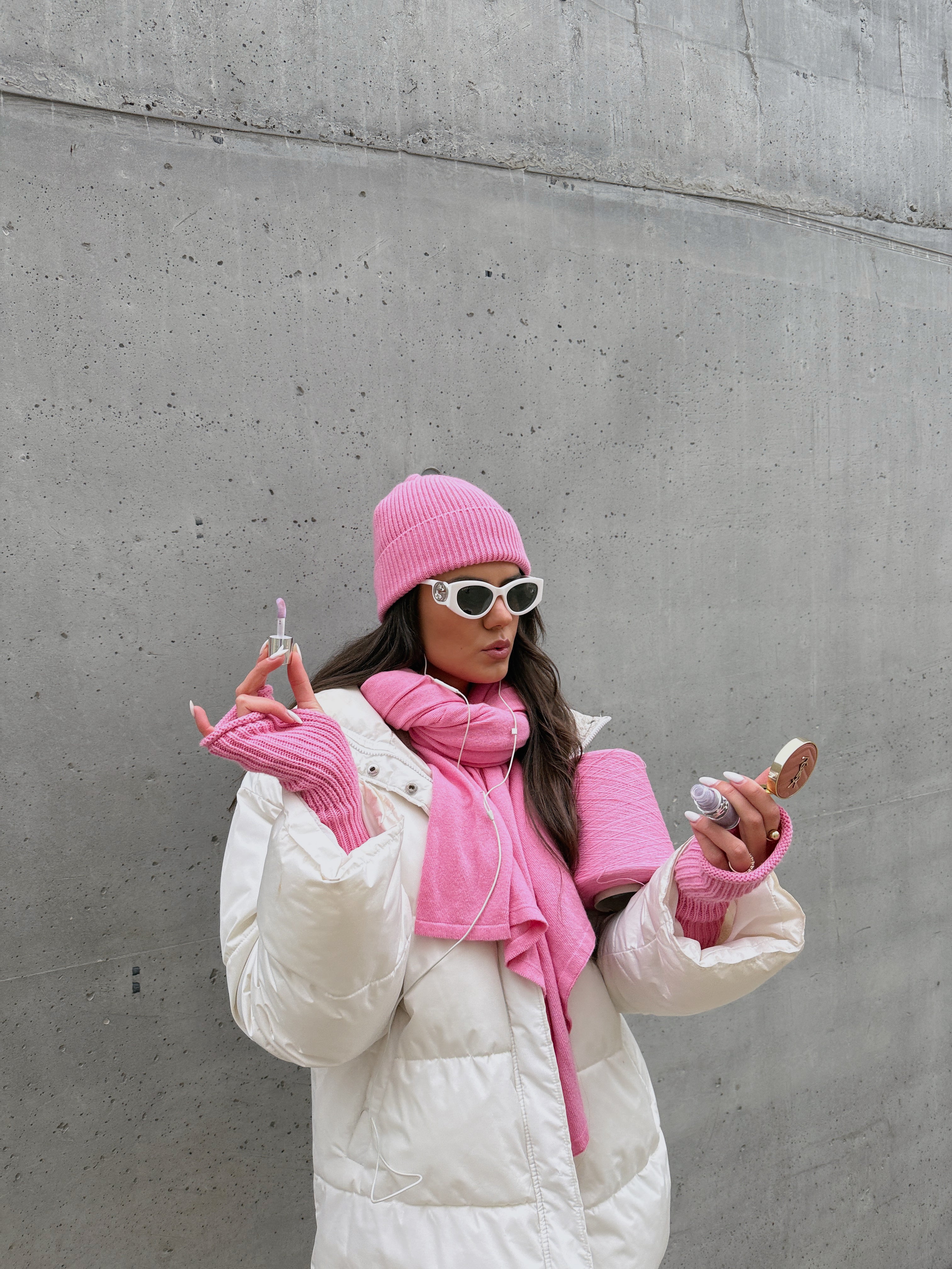 OSLO Merino Wool and Cashmere Scarf and Hat Set Pink