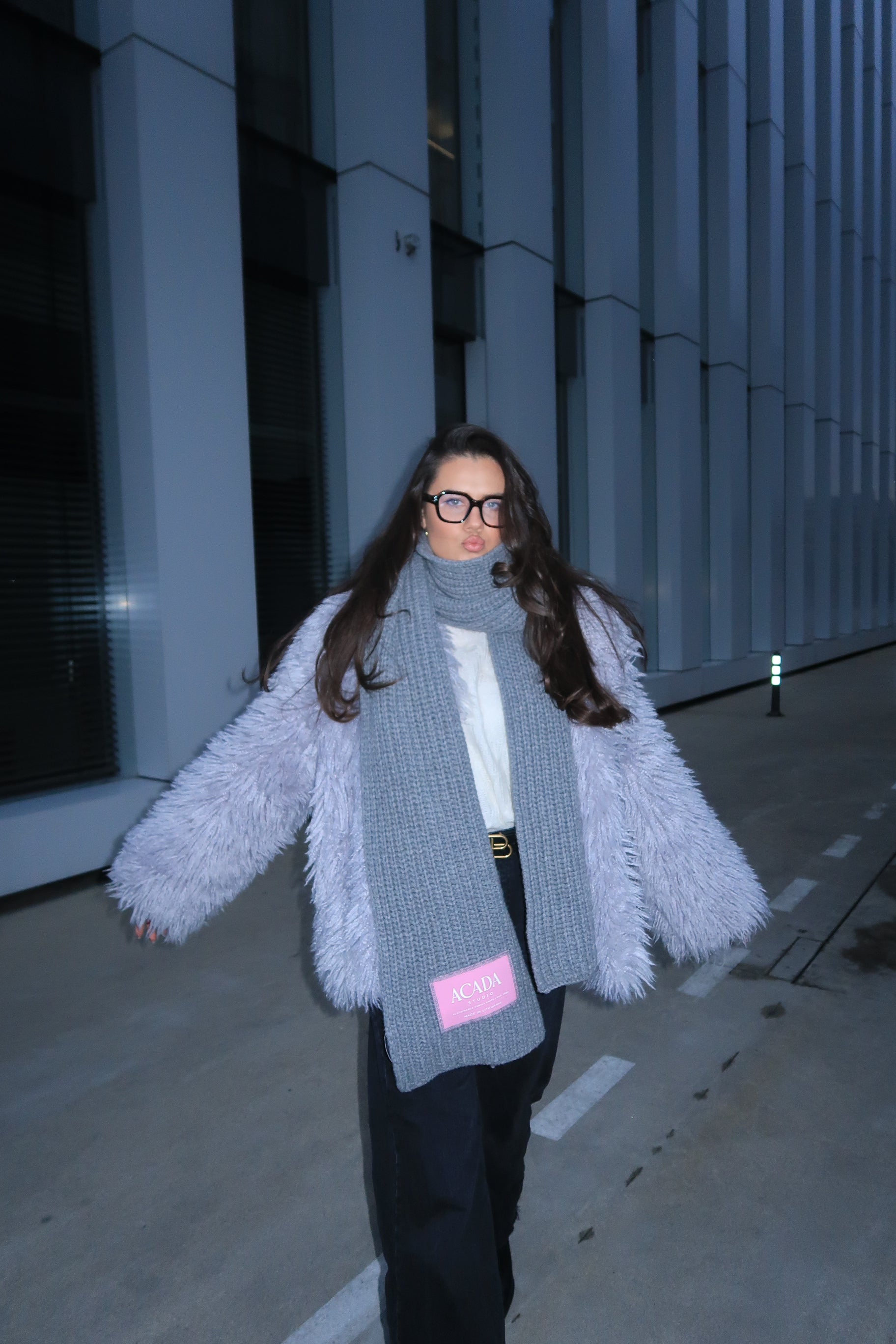 100% Merino Vilnos Šalikas Šviesiai Pilka