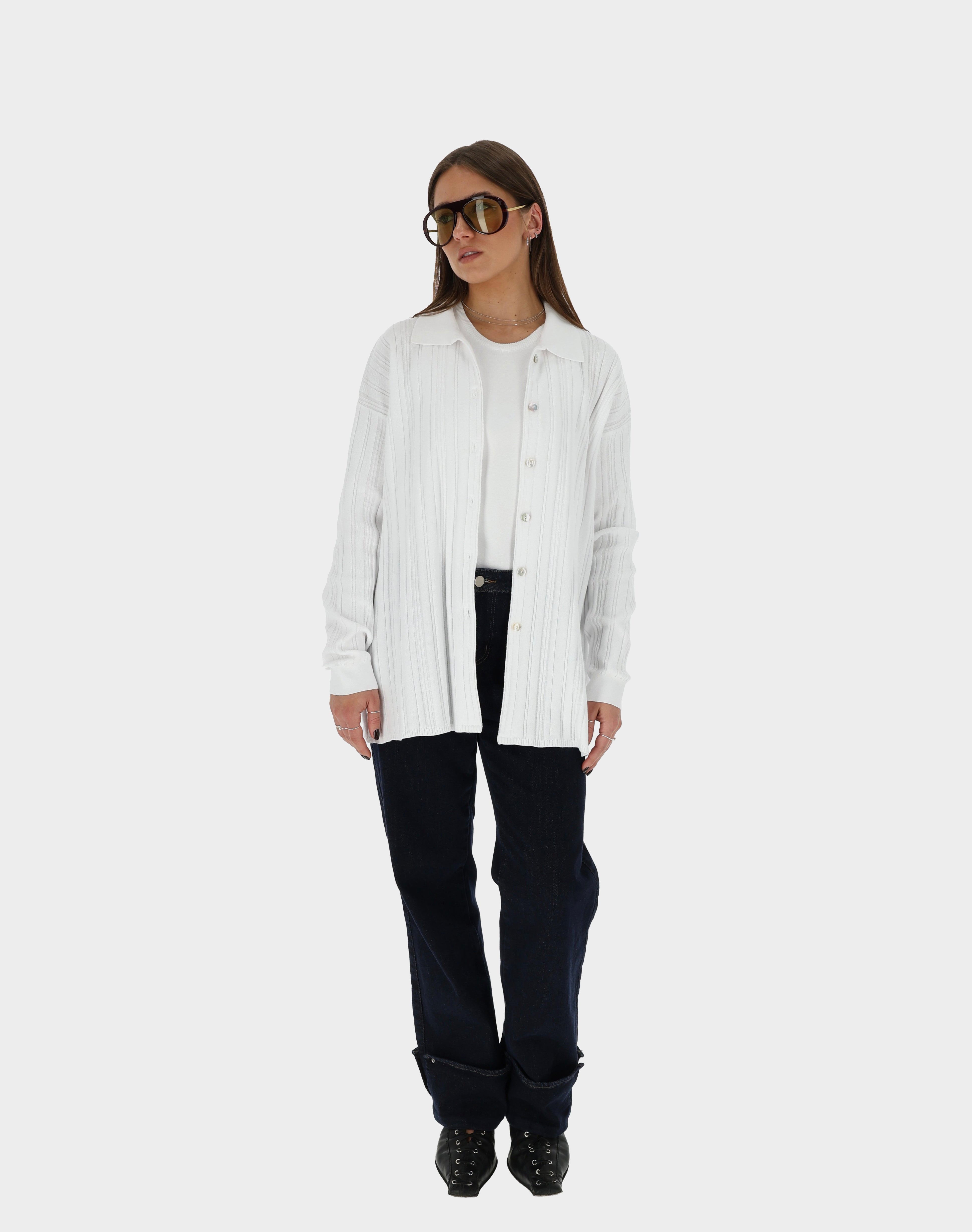 COPENHAGEN Knitted Viscose Blouse White 