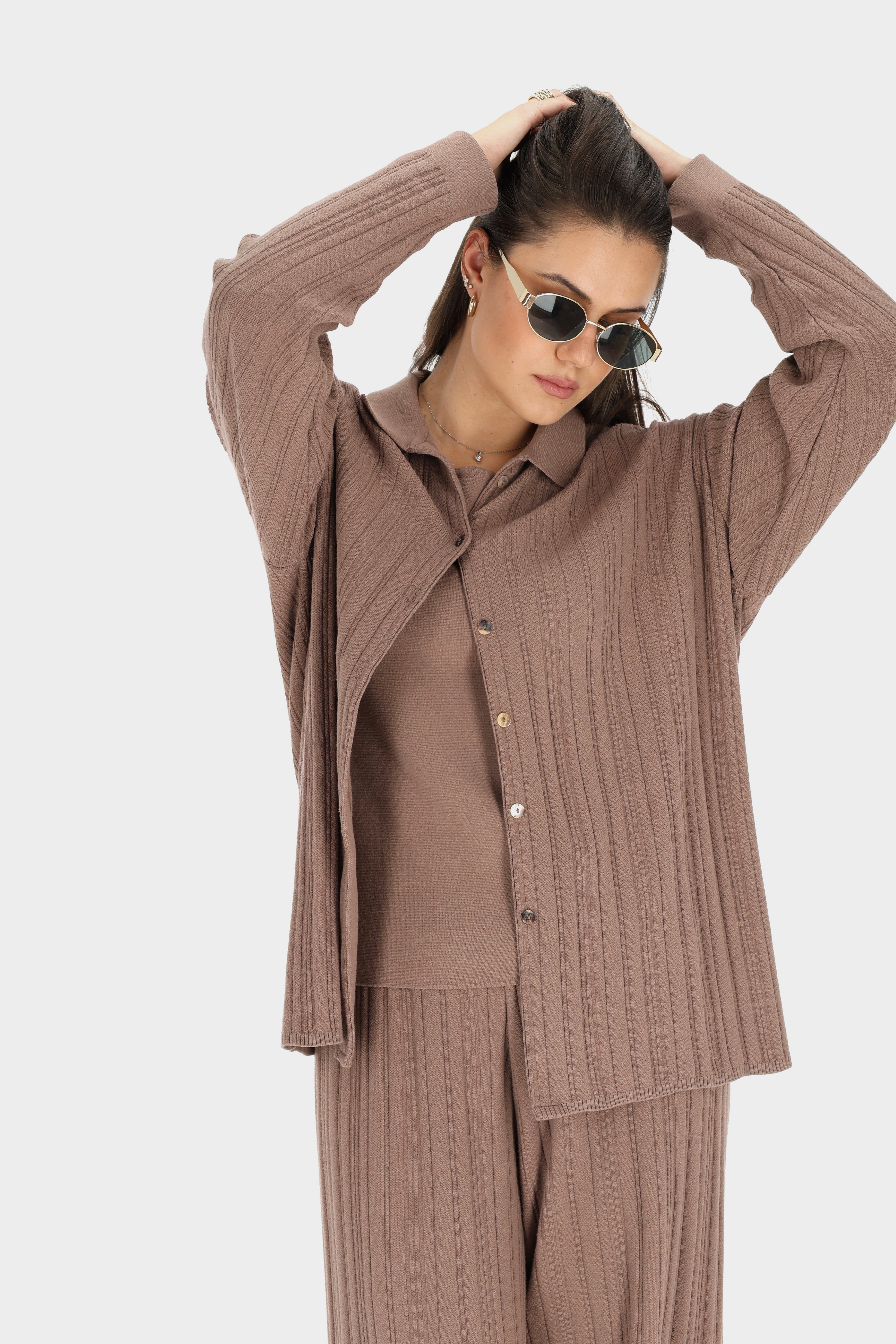 COPENHAGEN Knitted Viscose Blouse Brown 