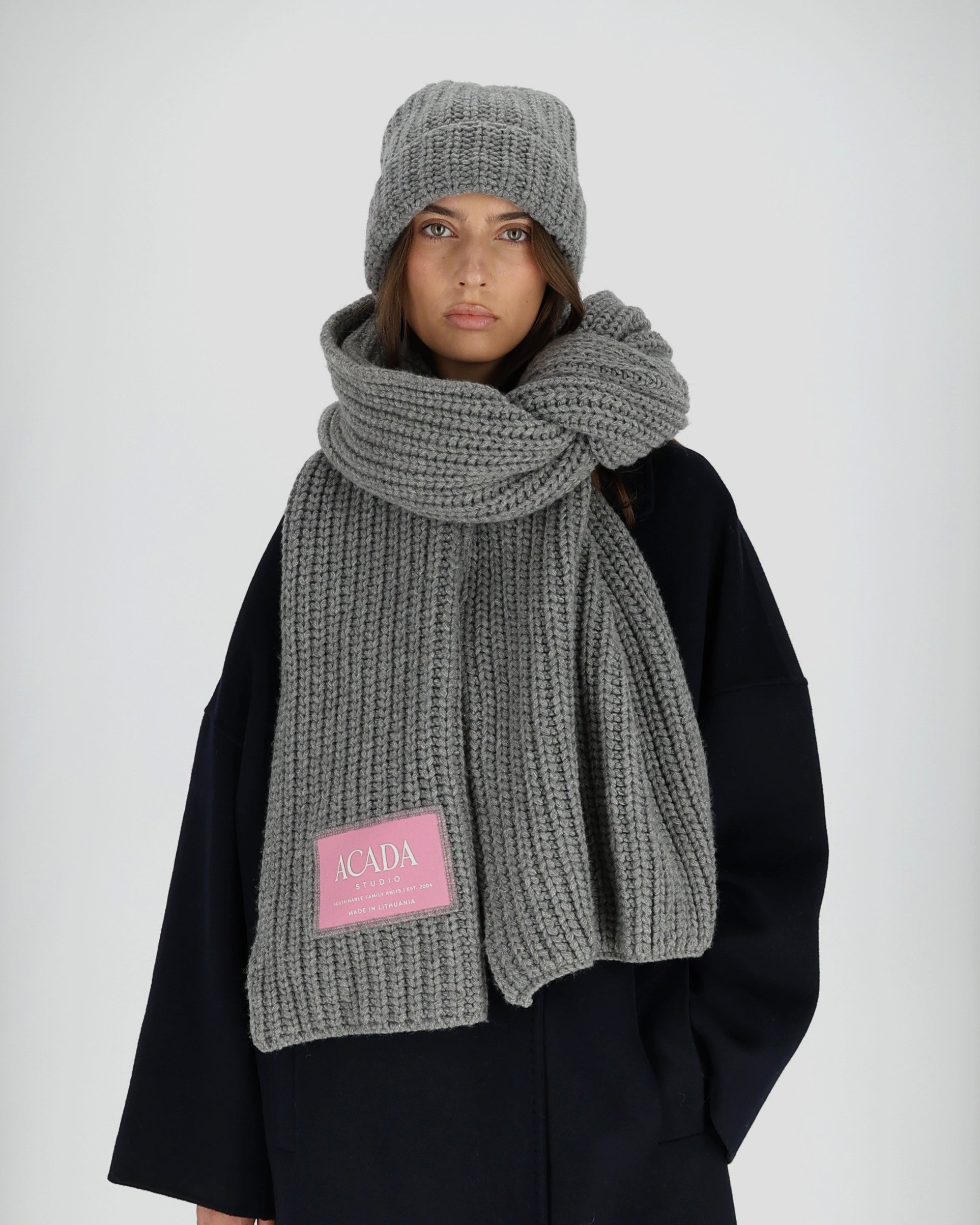 100% Merino Vilnos Šalikas Šviesiai Pilka