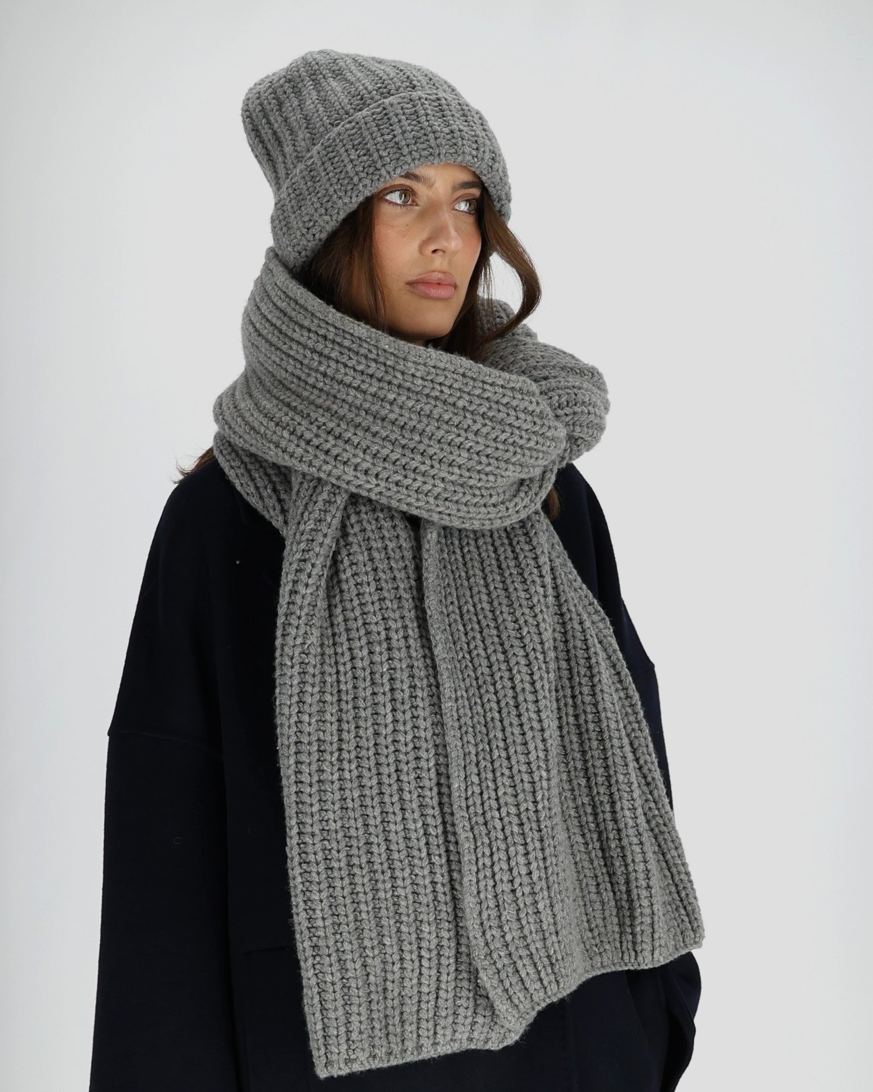 100% Merino Vilnos Šalikas Šviesiai Pilka