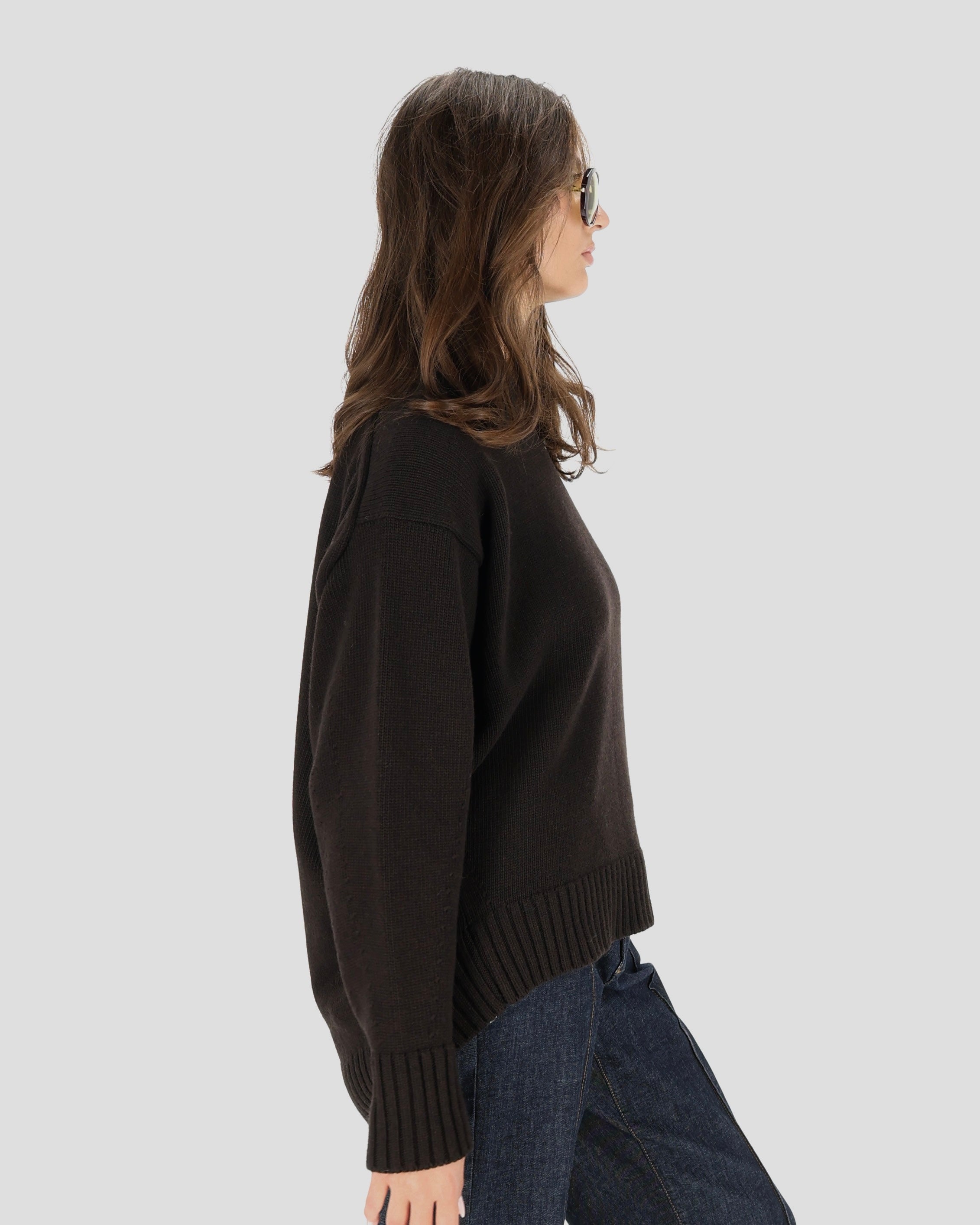 OSLO Kašmyro ir Merino Vilnos Megztinis Tamsiai Ruda