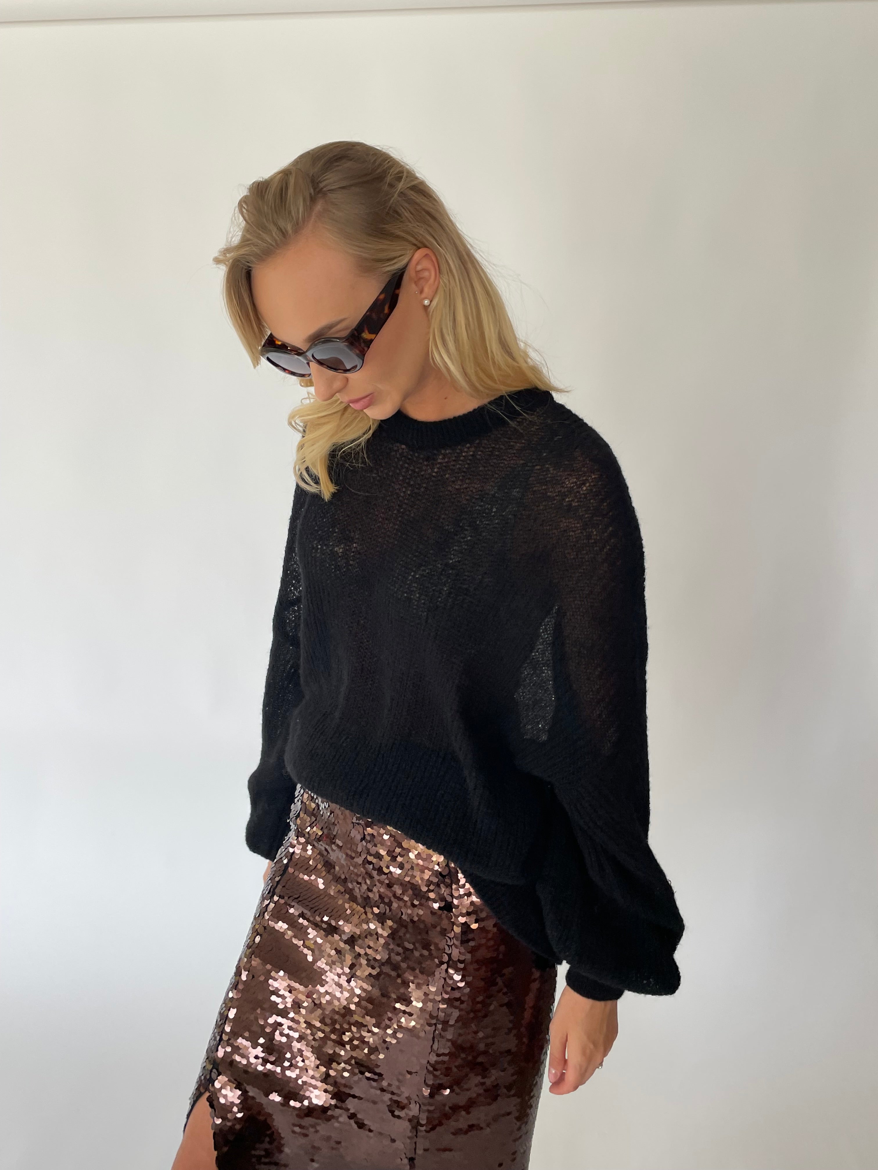 SPECIAL Alpakos ir Merino Vilnos Megztinis Juoda