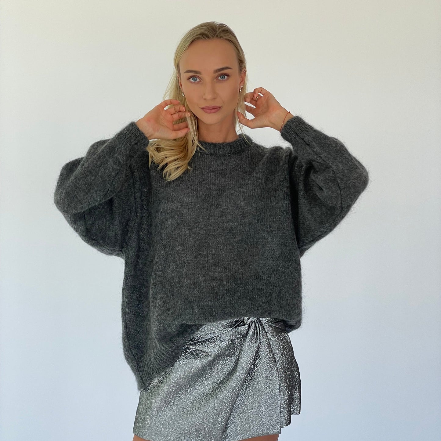 SOFT ROME Mohair and Merino Wool Sweater Dark Grey