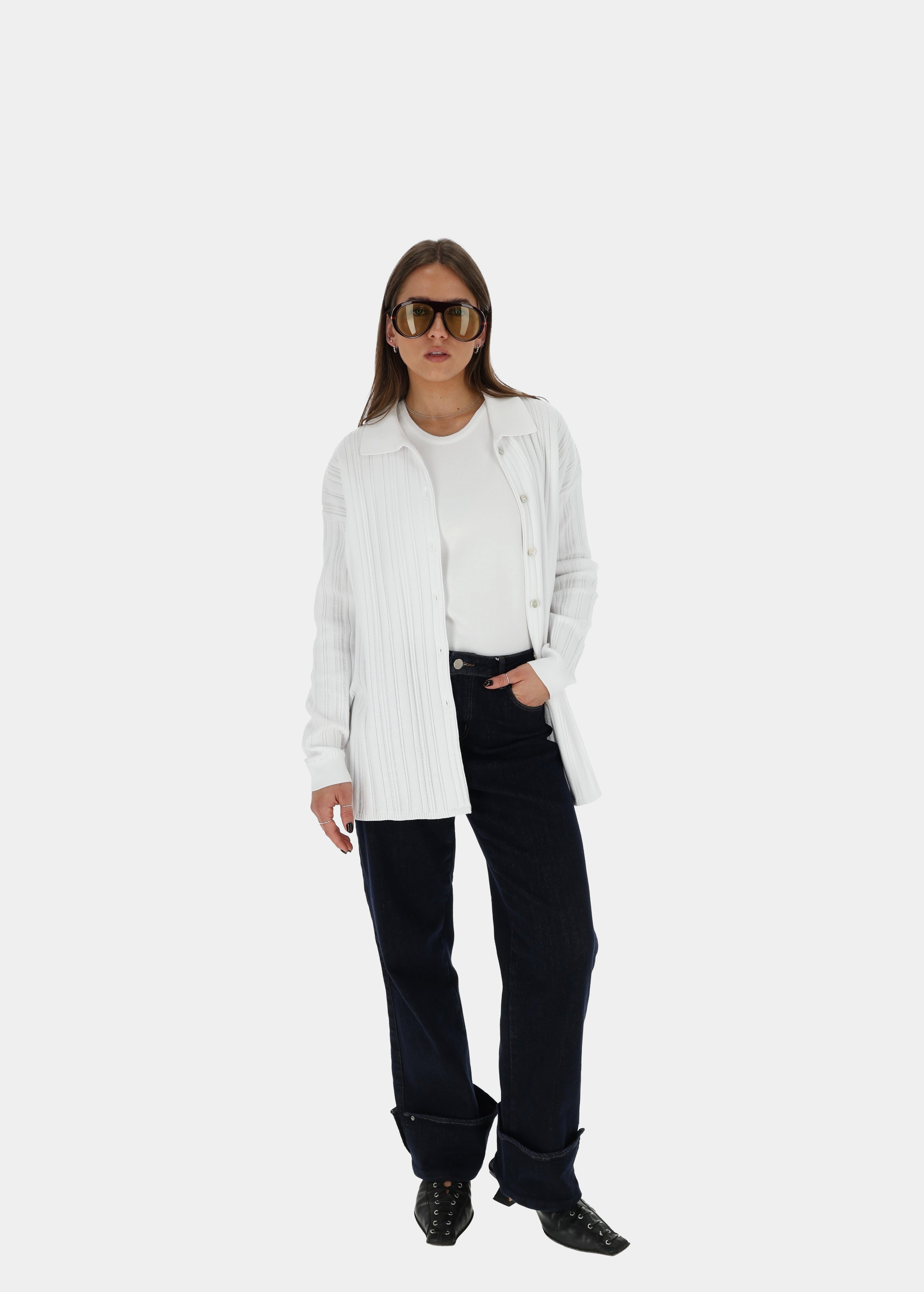 COPENHAGEN Knitted Viscose Shirt White