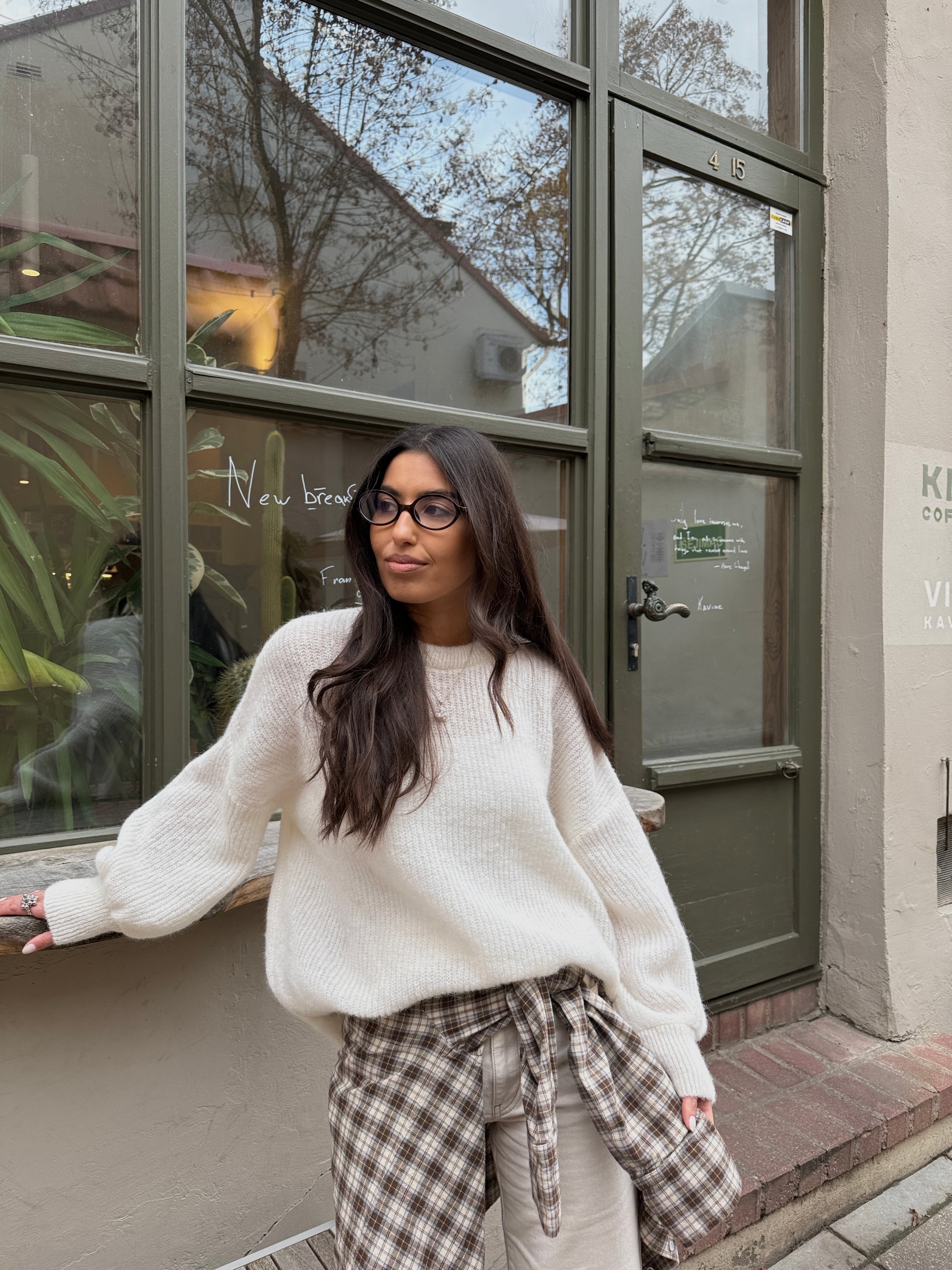 PARIS Alpakos Megztinis Balta