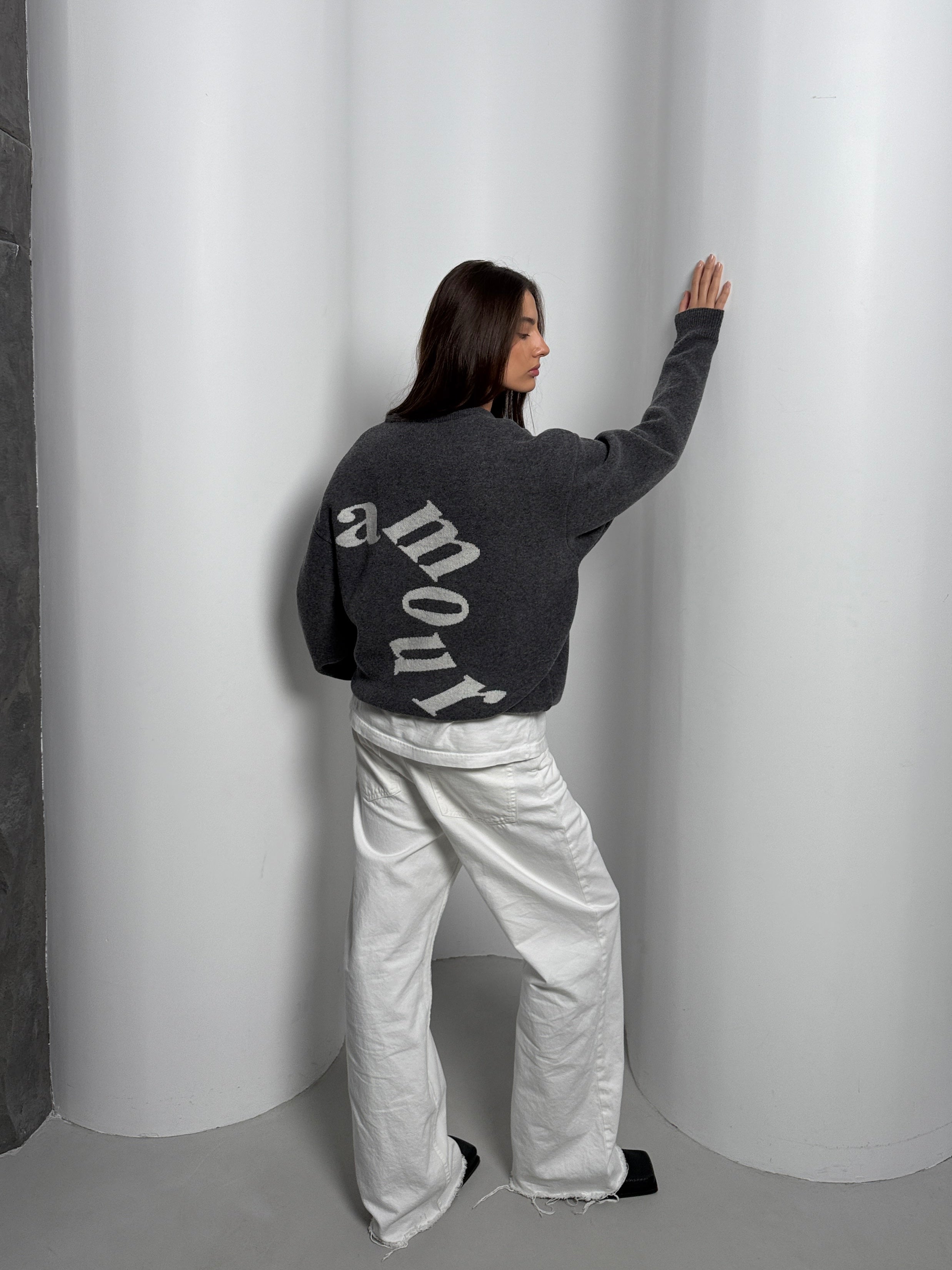 AMOUR Merino Vilnos Džemperis Pilka