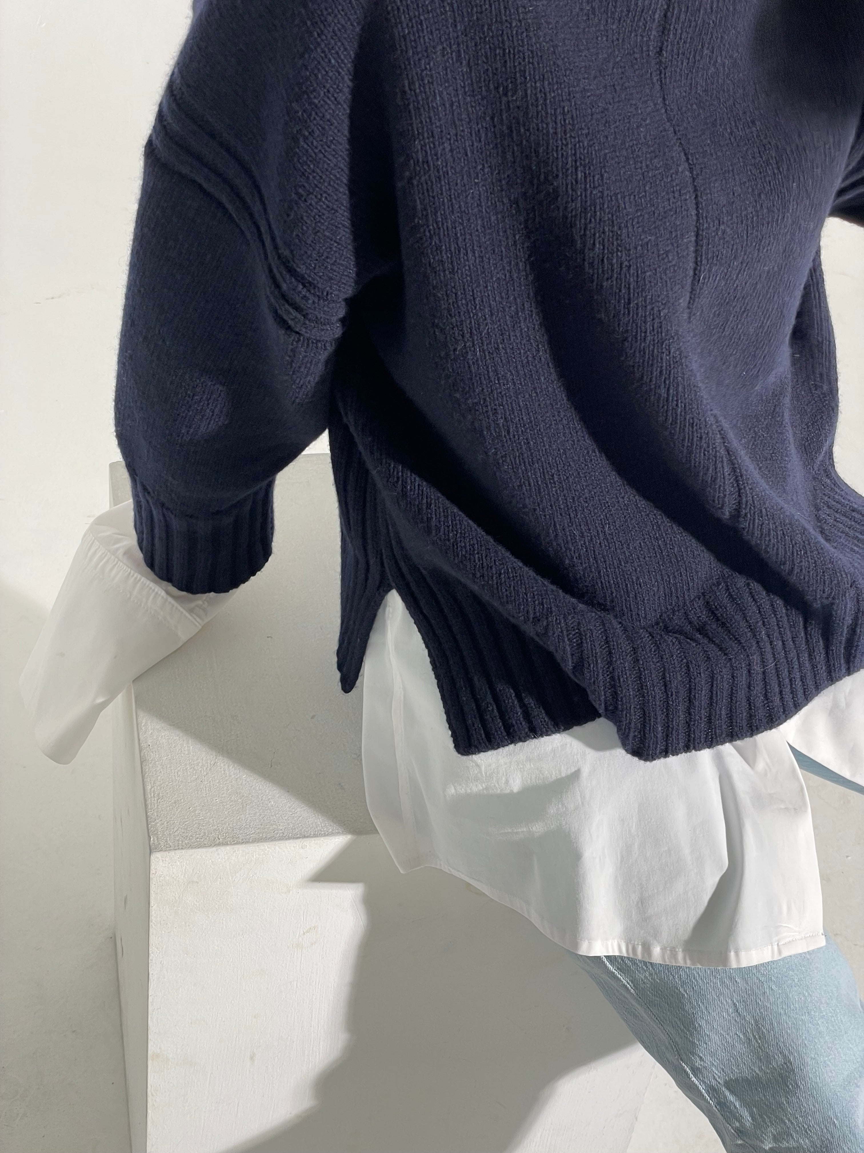 100% Merino Vilnos Megztinis Tamsiai Mėlyna