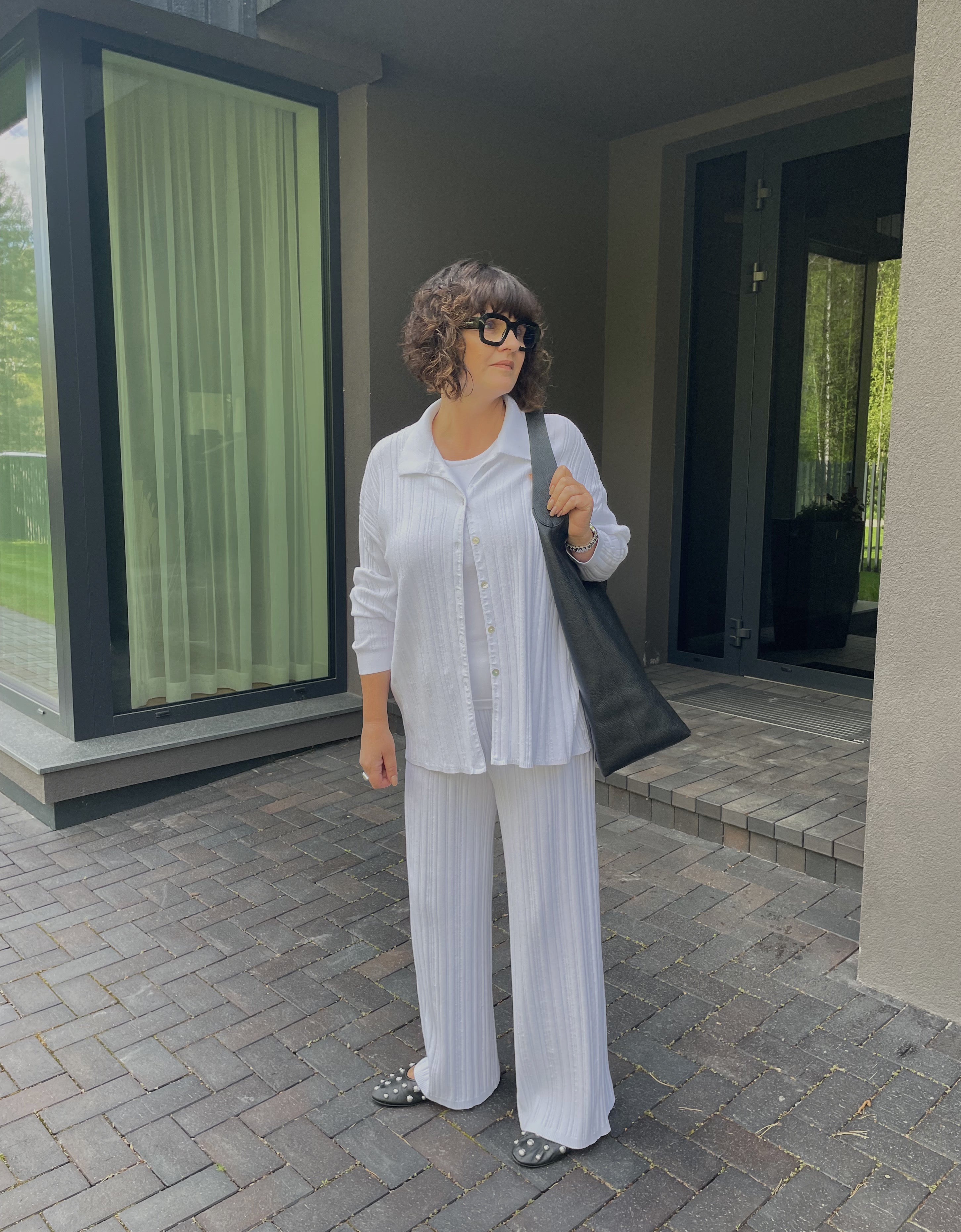 COPENHAGEN Knitted Viscose Three-Piece Suit White