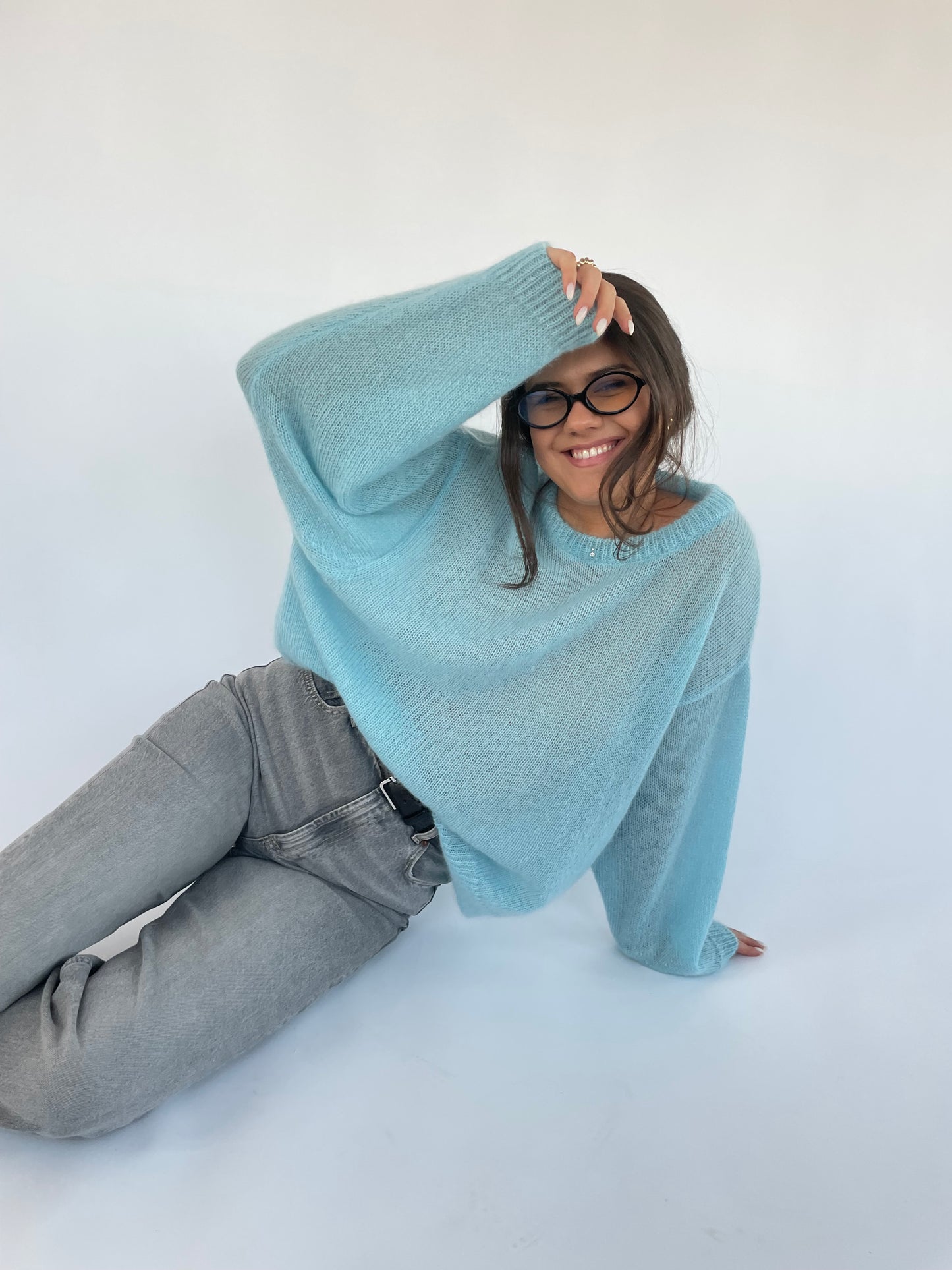 SOFT ROME Mohair and Merino Wool Sweater Light Blue