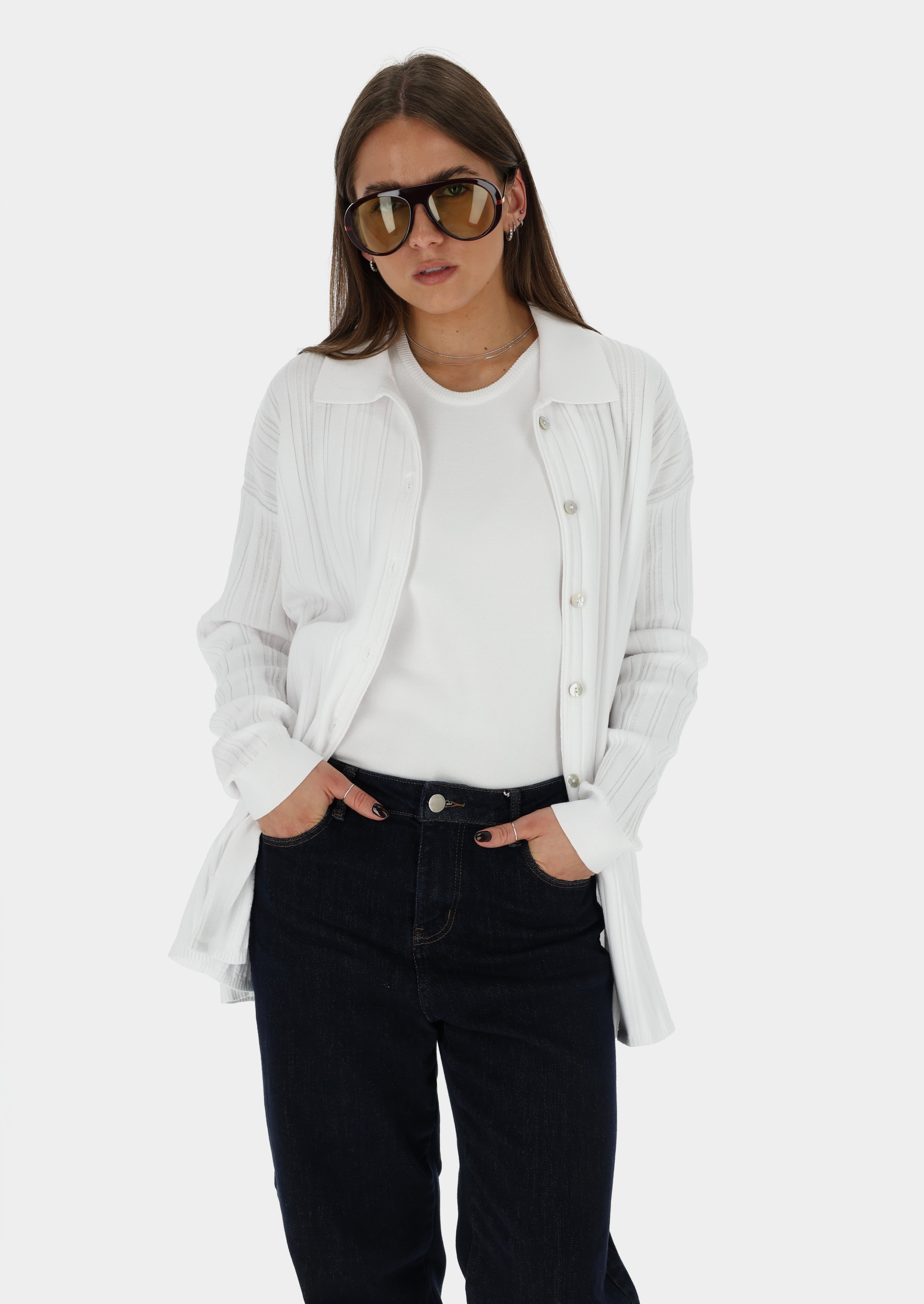 COPENHAGEN Knitted Viscose Shirt White