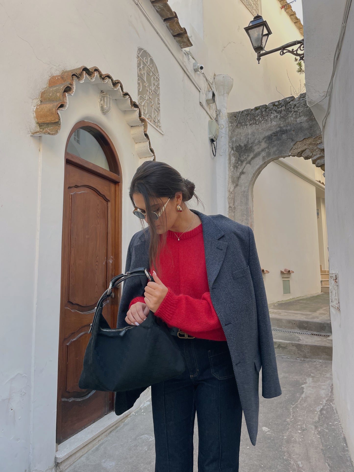 SOFT ROME Mohair and Merino Wool Sweater Red