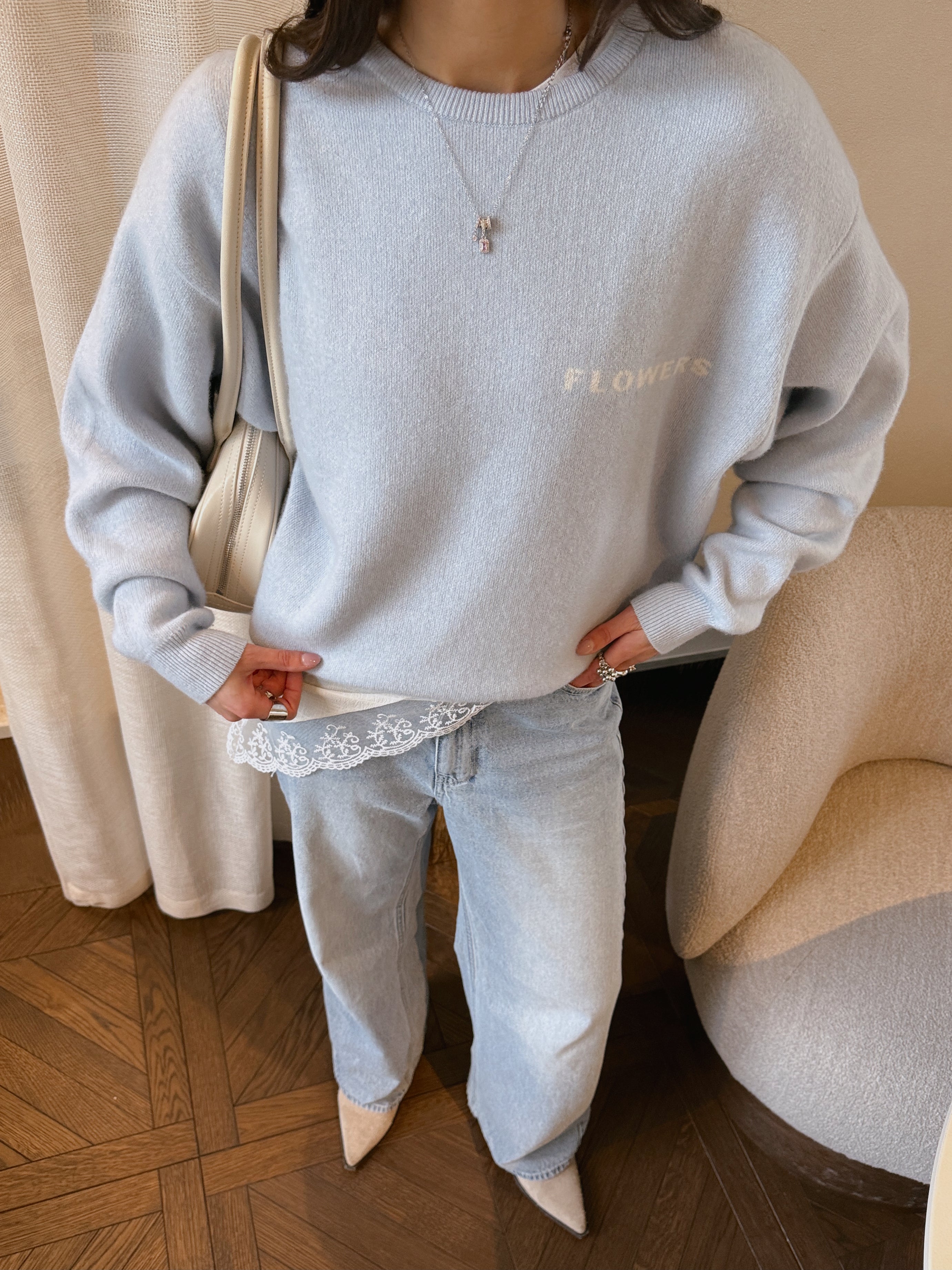 FLOWER Kašmyro ir Merino Vilnos Megztinis