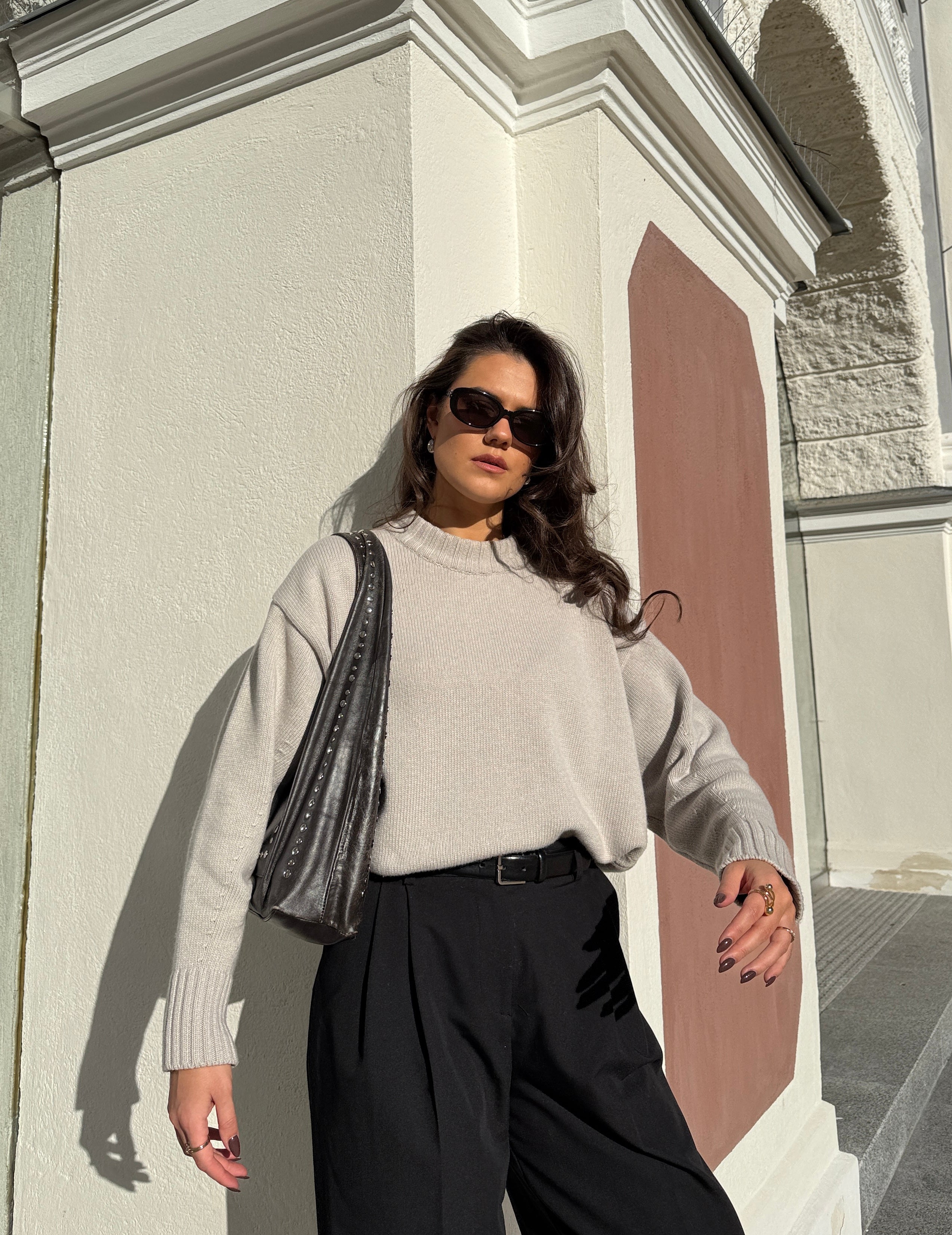 OSLO Kašmyro ir Merino Vilnos Megztinis Kreminė